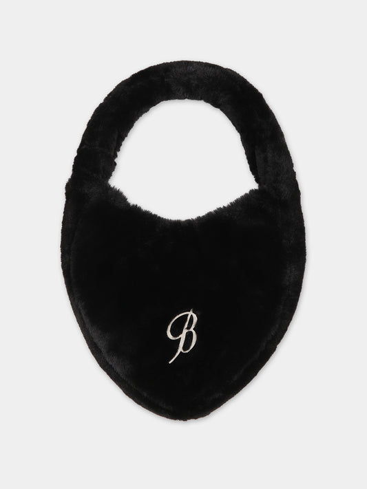 Borsa nera per bambina con logo