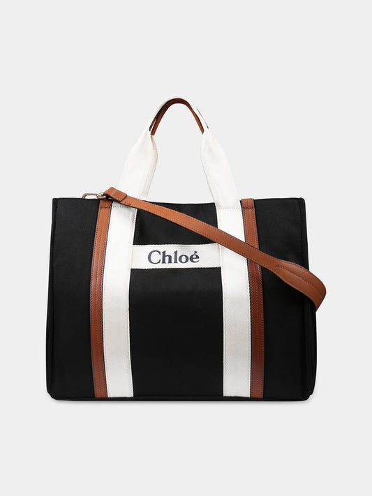 Borsa mamma nera per neonati con logo