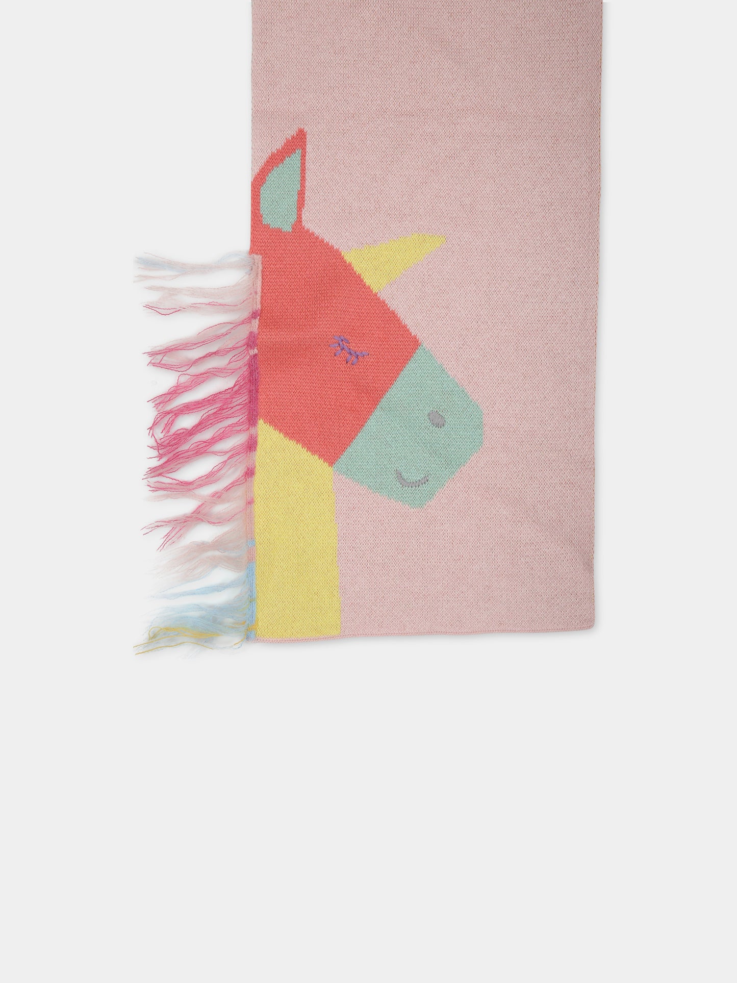 Sciarpa rosa per bambina con unicorni