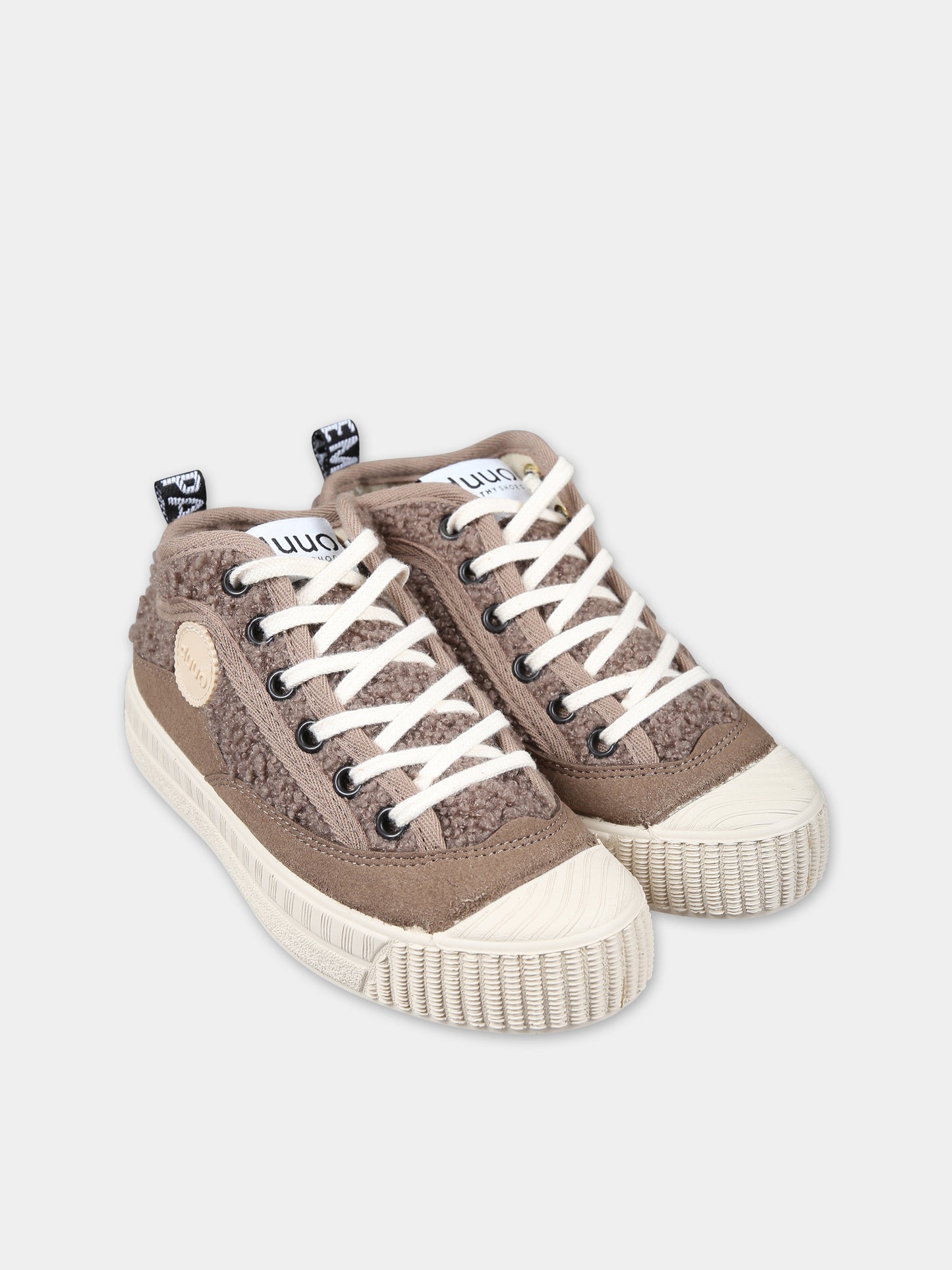 Sneakers marroni per bambino con logo