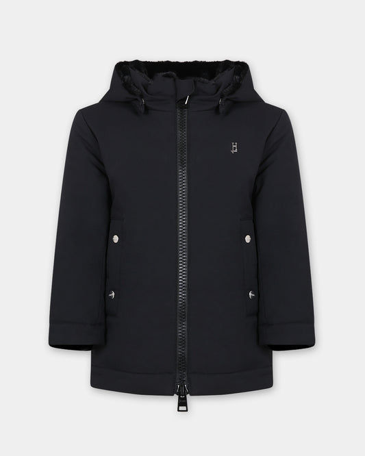 Parka nero per bambino con logo
