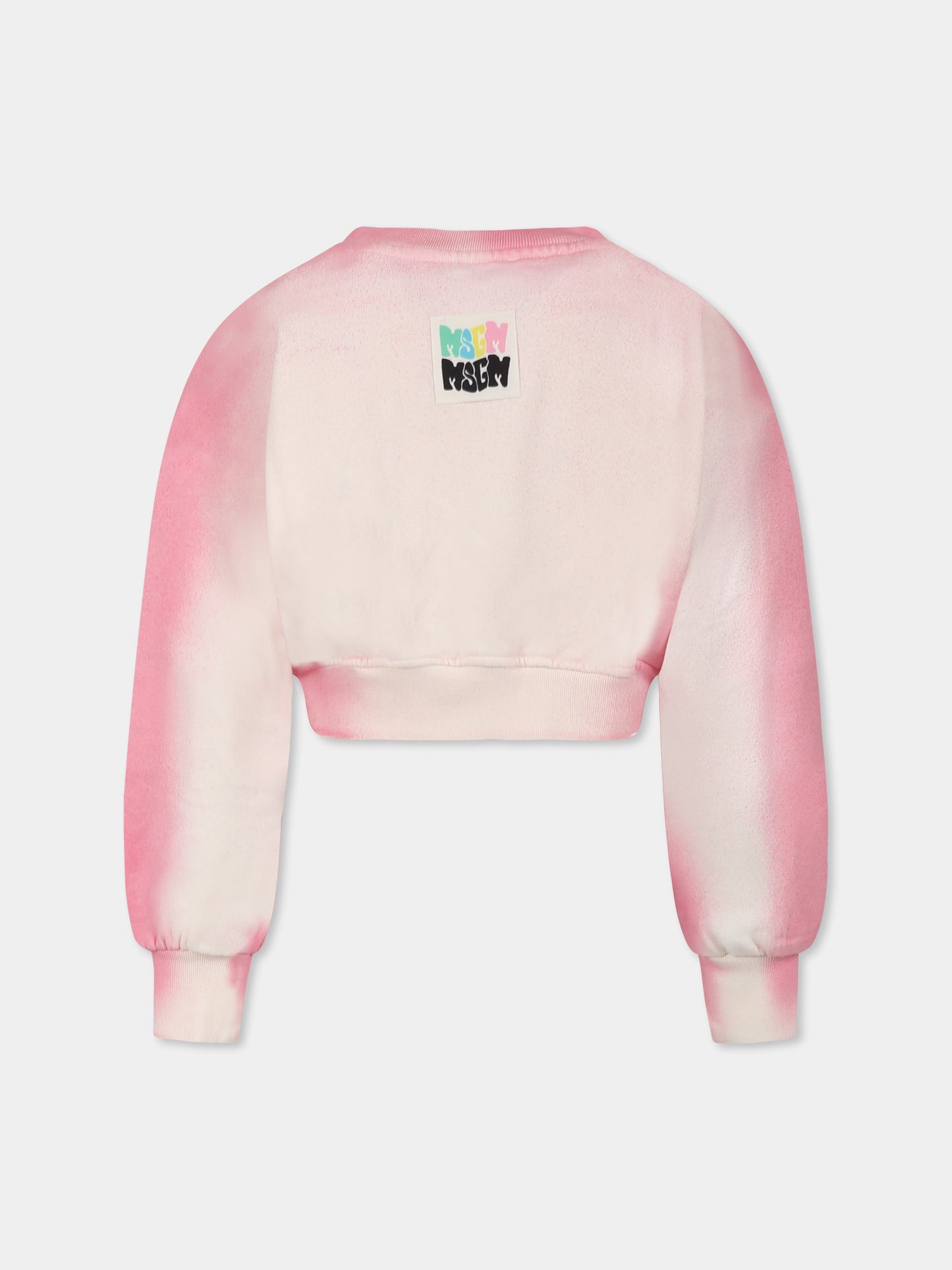Felpa crop rosa per bambina con logo