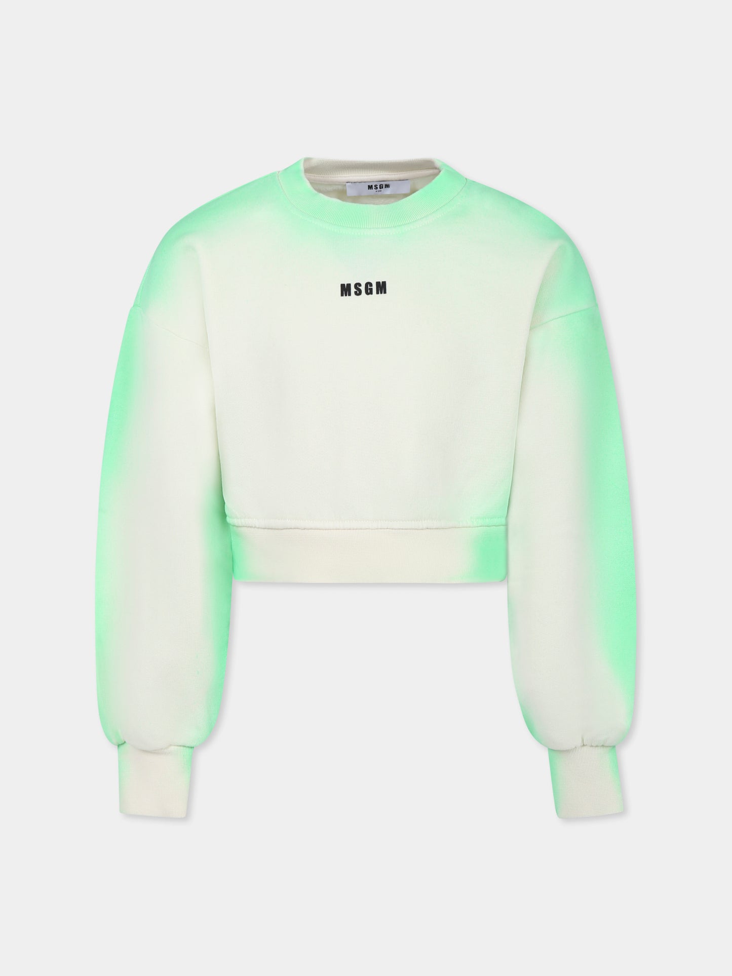 Felpa crop verde per bambina con logo