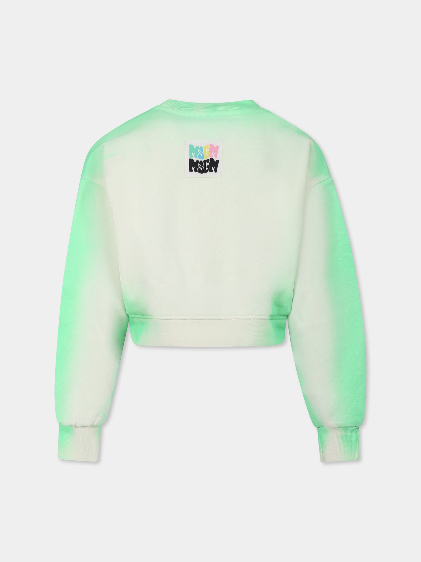 Felpa crop verde per bambina con logo