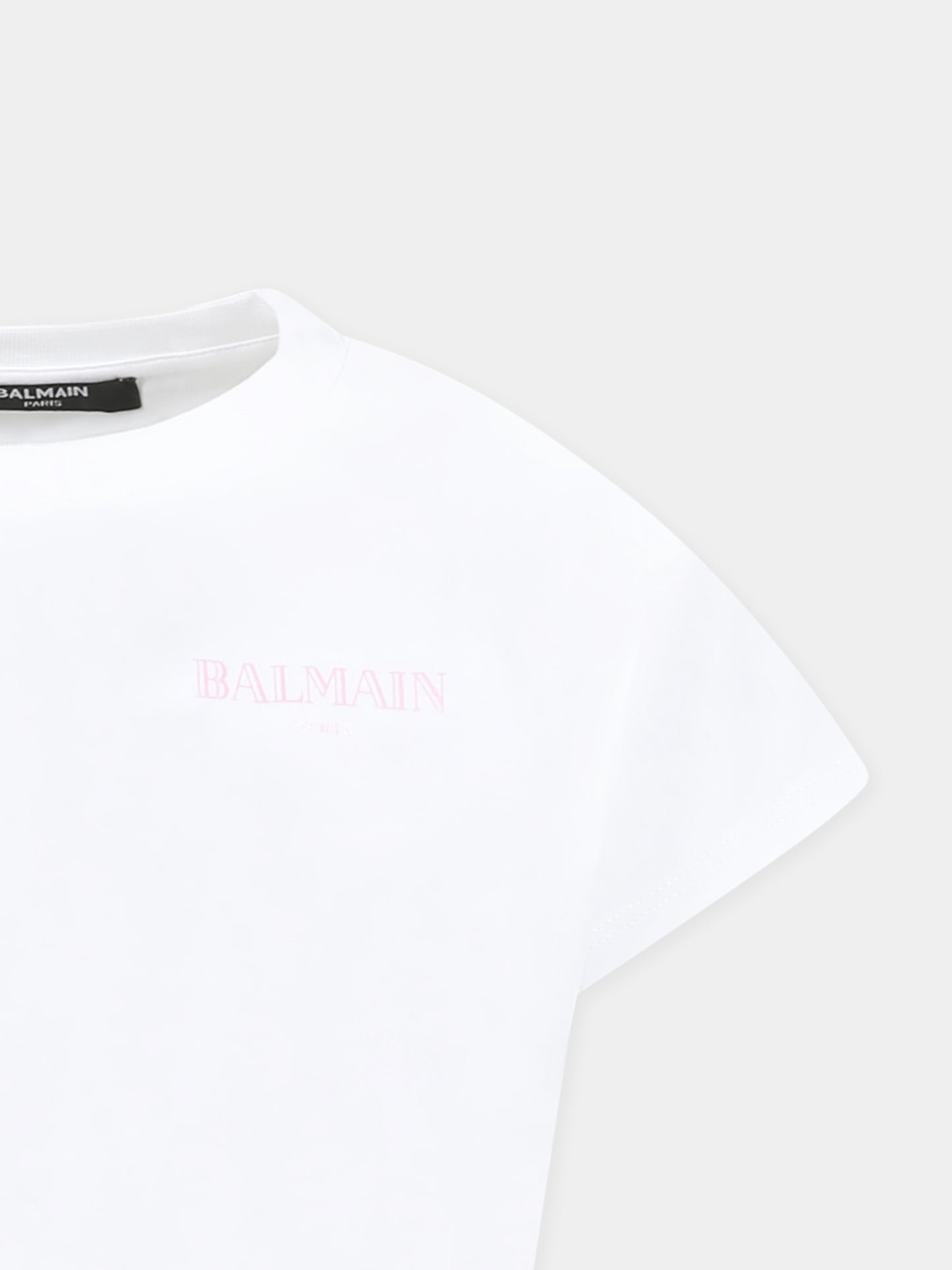 T-shirt crop bianca per bambina con logo
