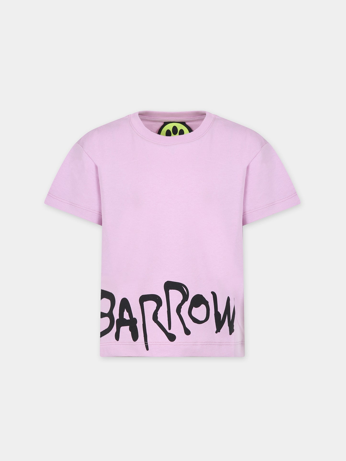 T-shirt rosa per bambini con orso e logo