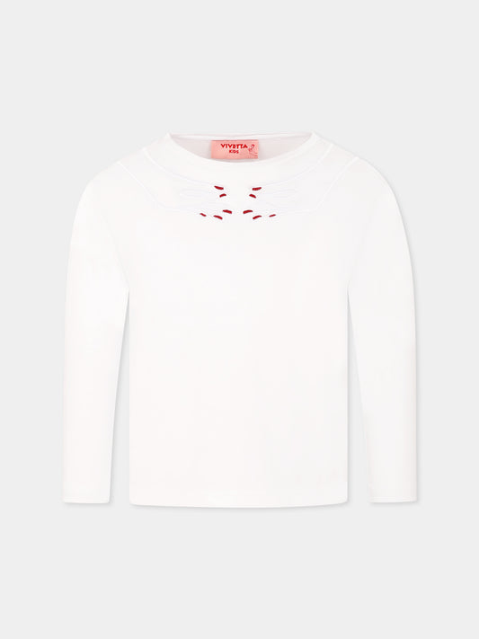 T-shirt bianca per bambina con mani