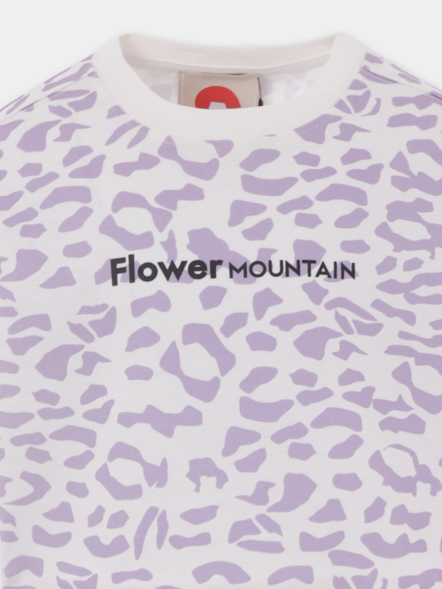 T-shirt crop bianca per bambina con logo e stampa animalier