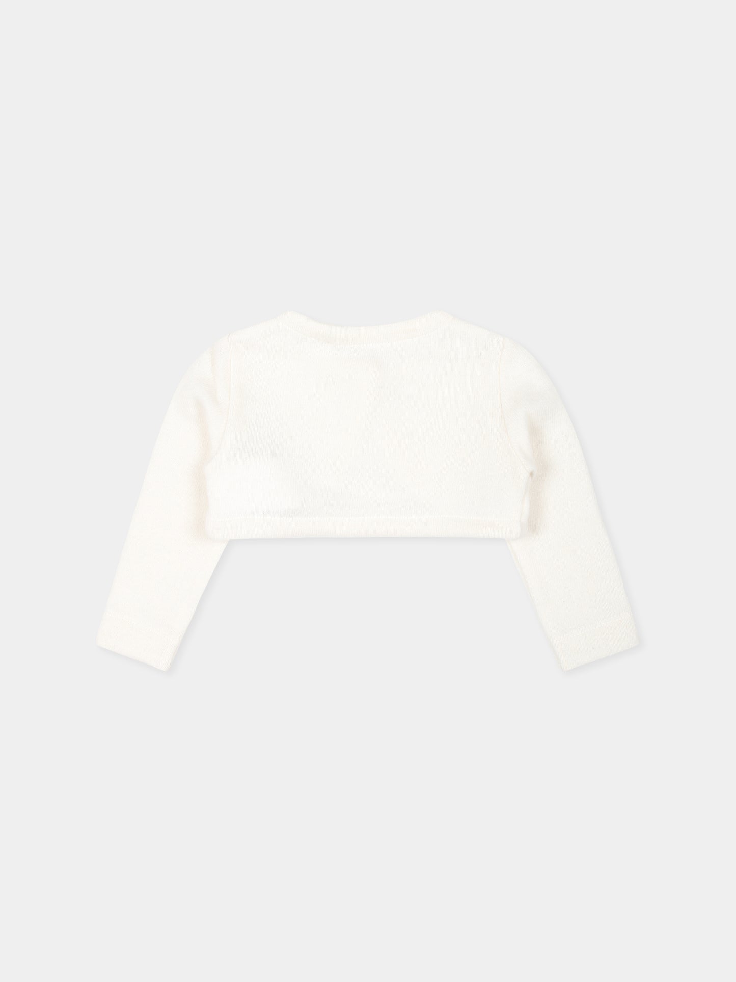 Cardigan avorio per neonata con cuore,Monnalisa,37DCAR 4204 0001