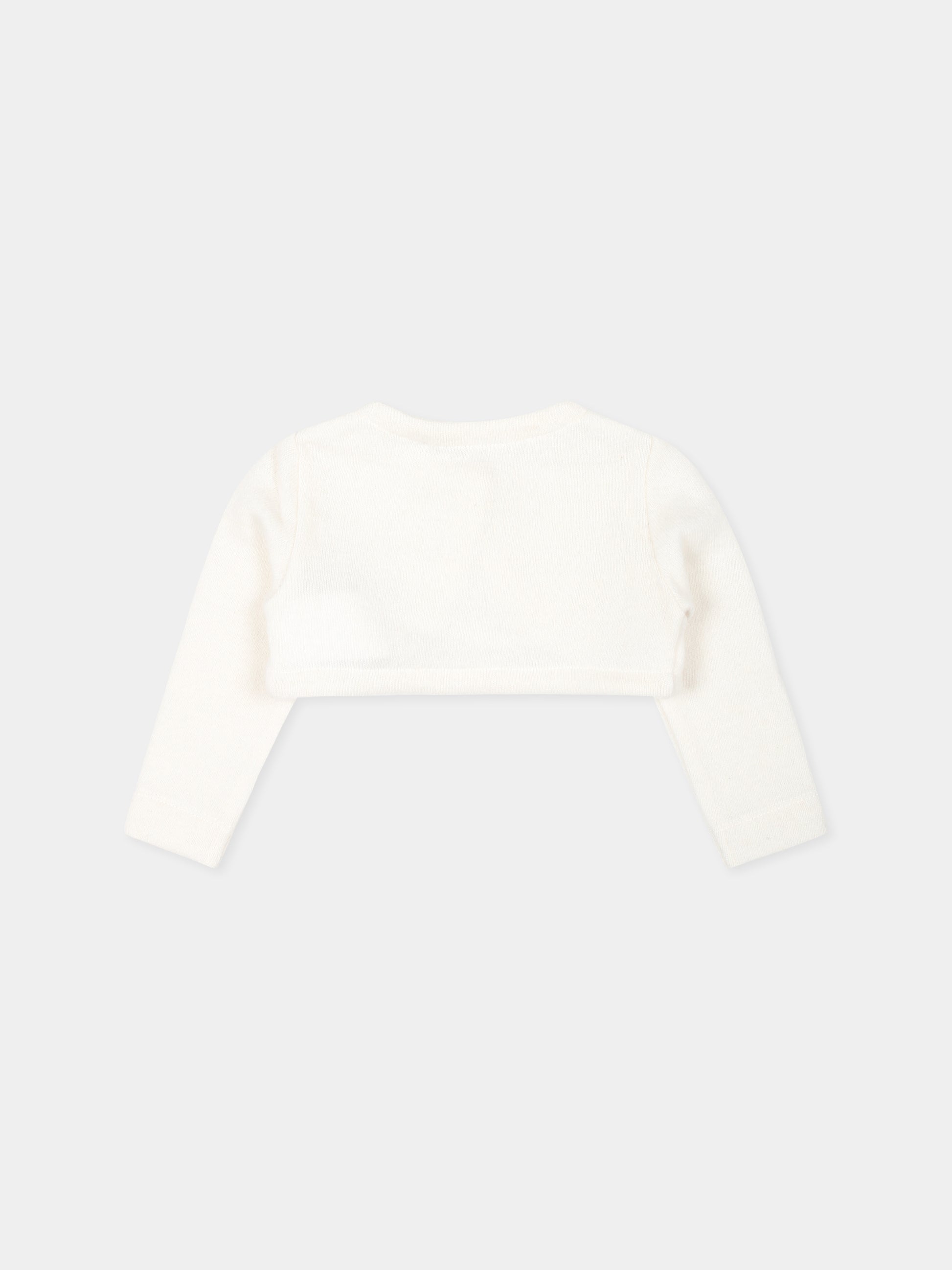 Cardigan avorio per neonata con cuore,Monnalisa,37DCAR 4204 0001
