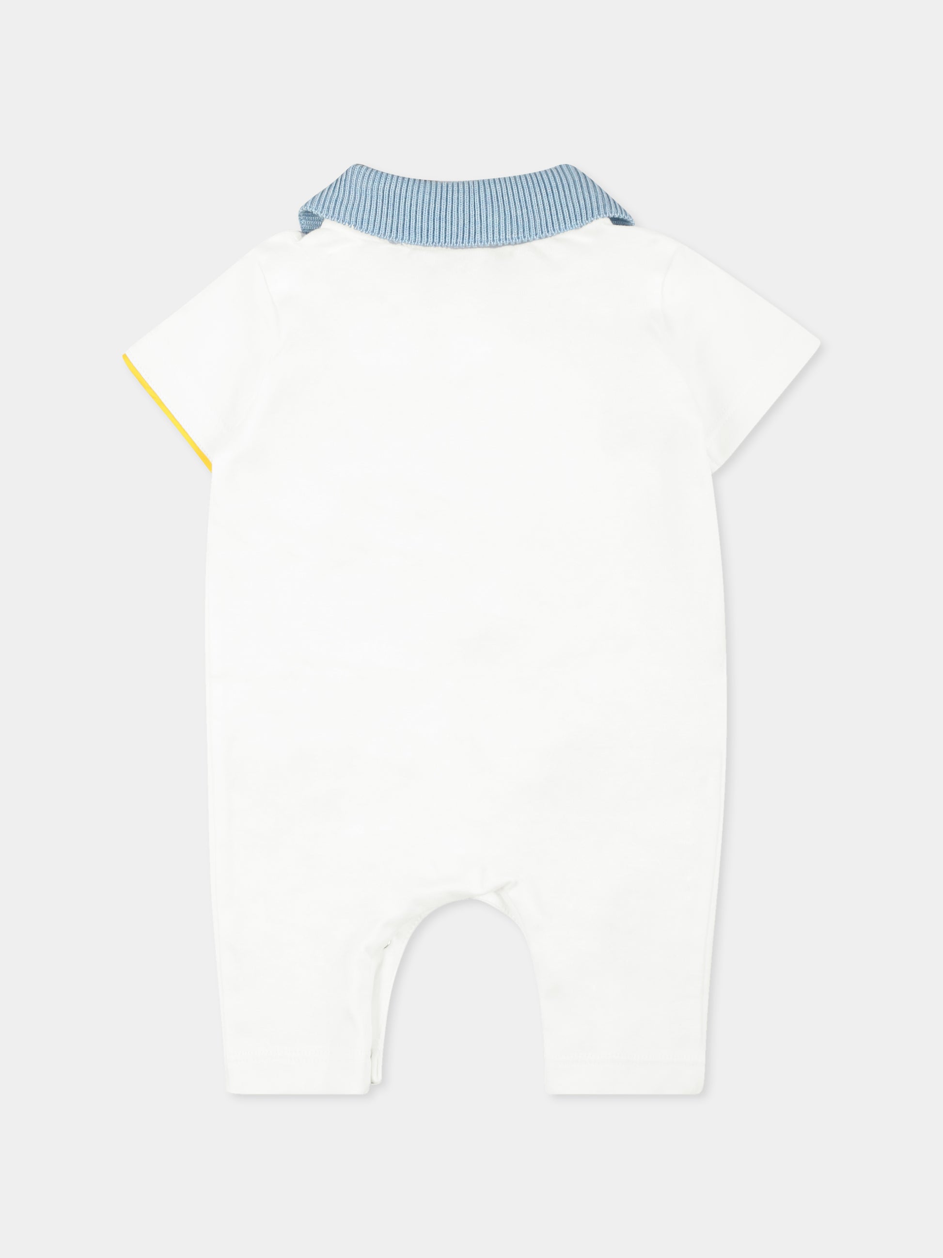 Pagliaccetto bianco per neonato con pesce,Gensami,TU02-B-JERSEY BB1