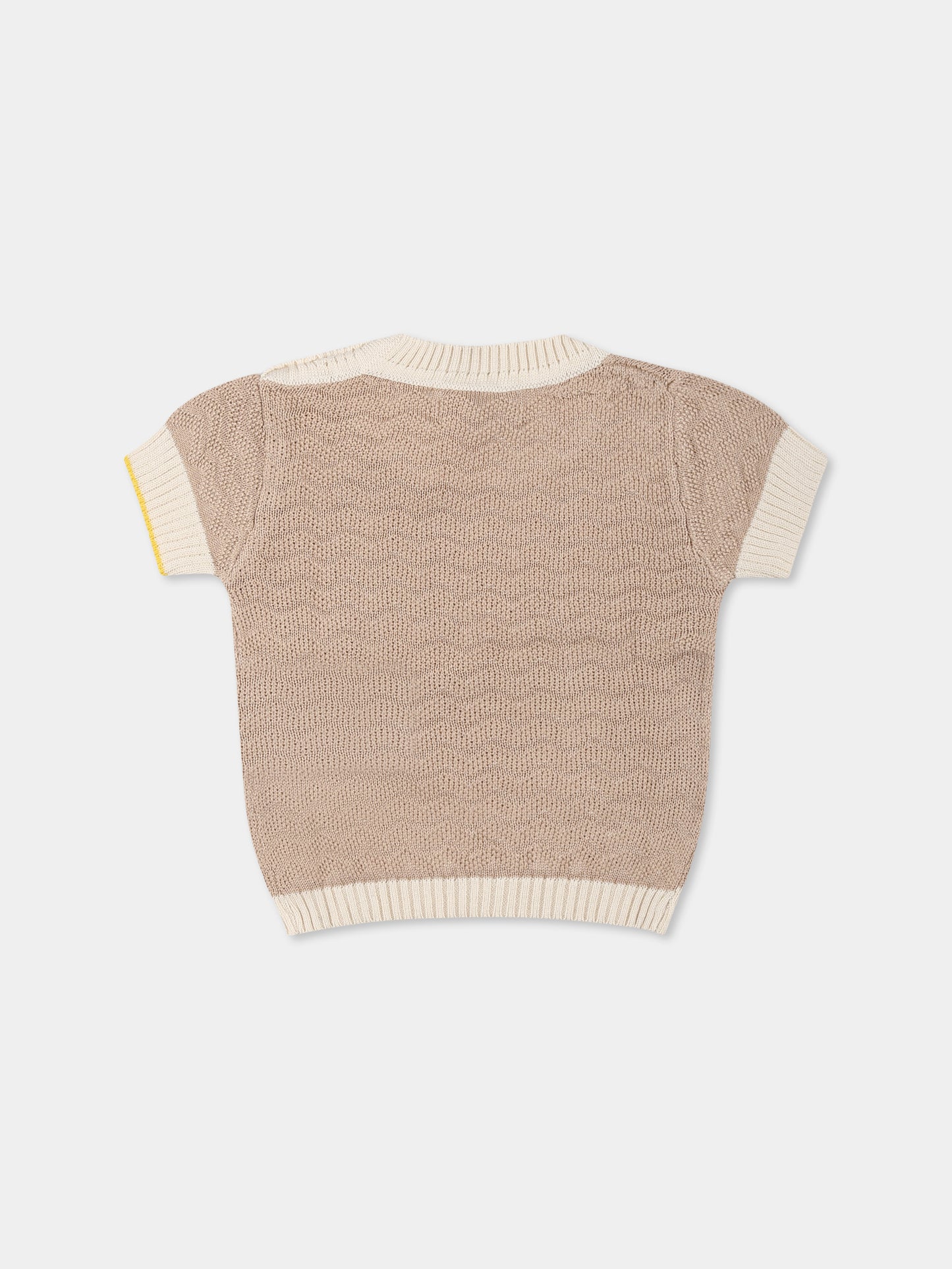 Maglione beige per neonati con onde,Gensami,GIR01-B-ONDA ARABIC SAND