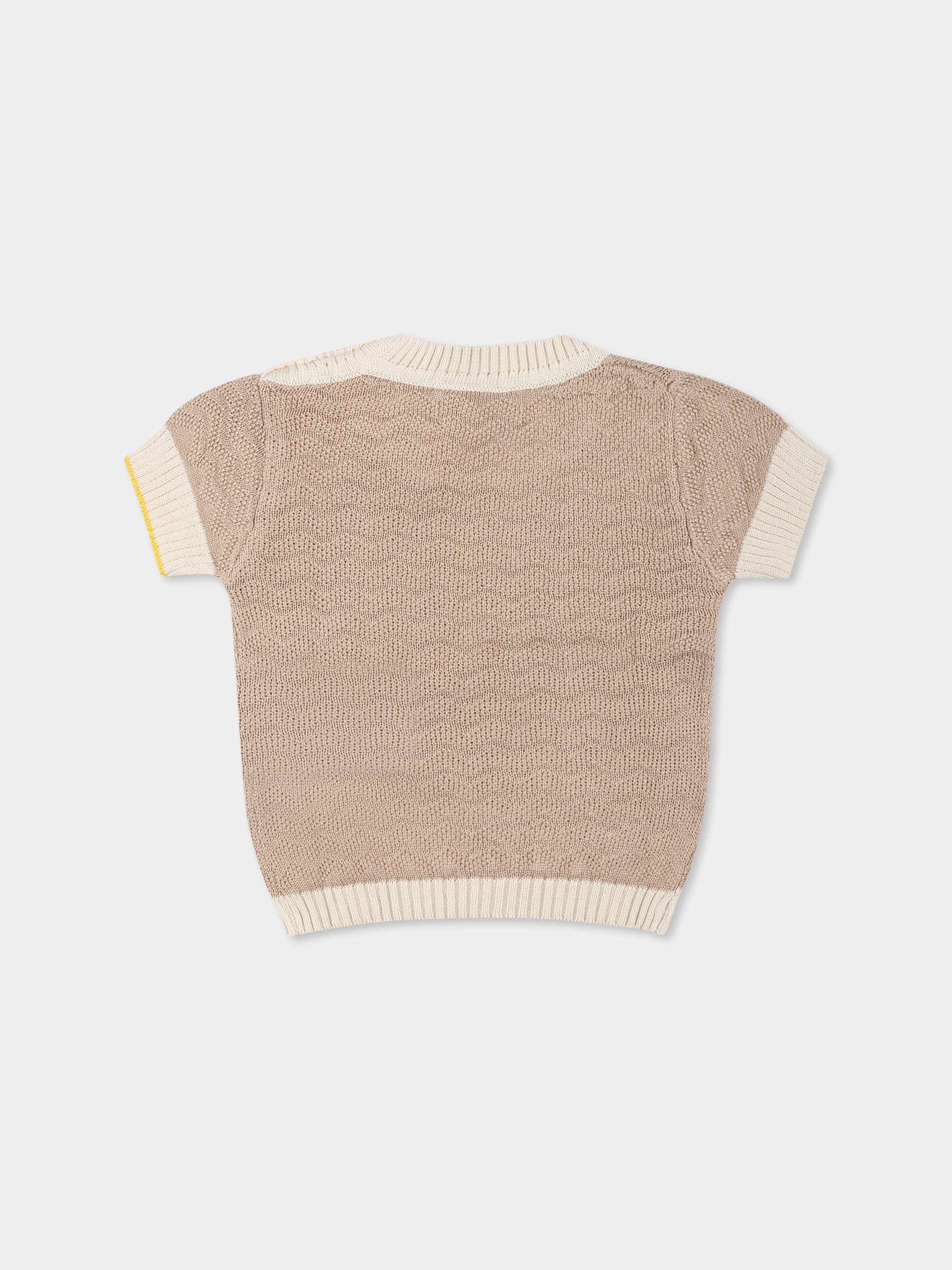 Maglione beige per neonati con onde,Gensami,GIR01-B-ONDA ARABIC SAND