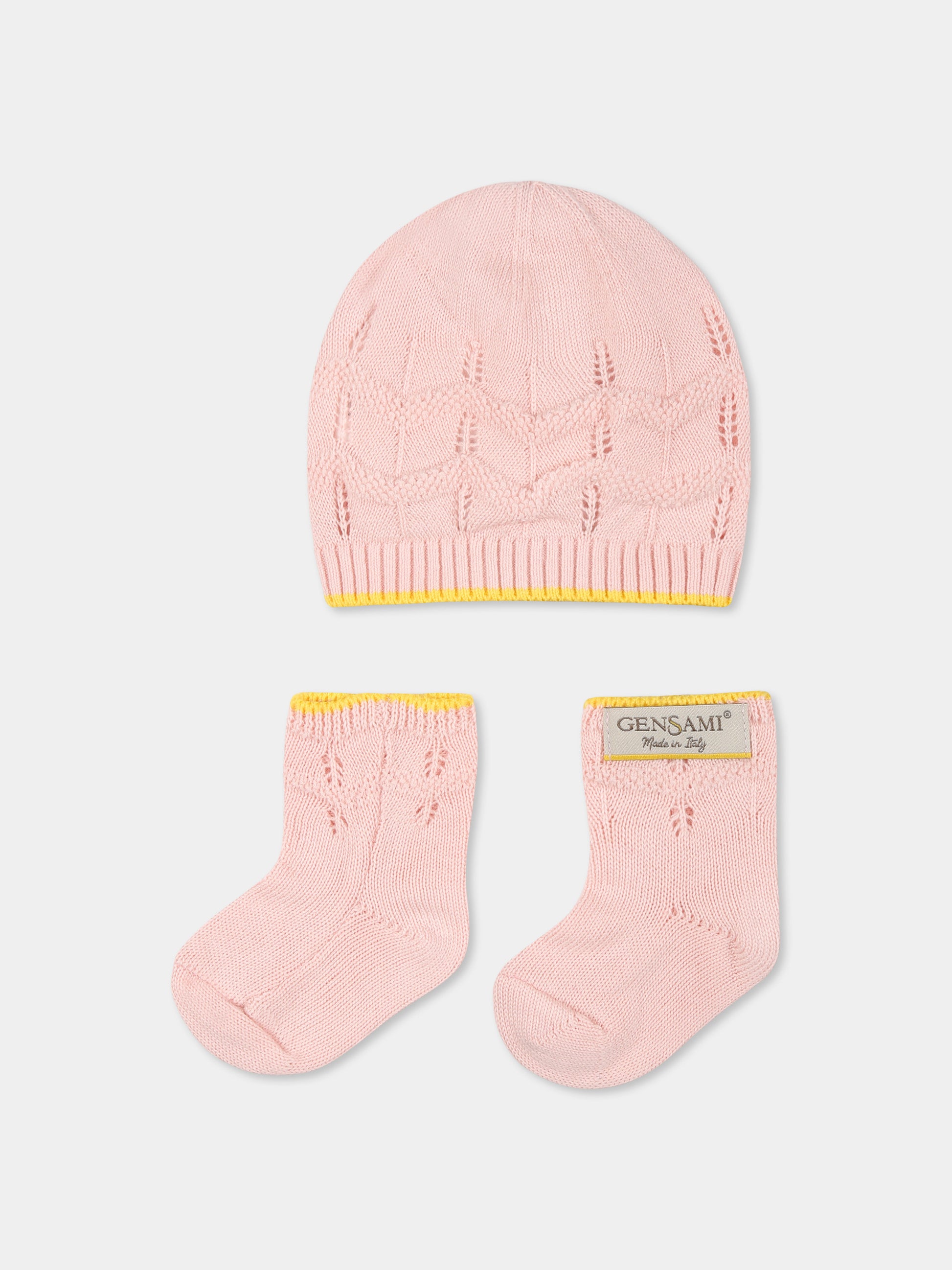 Set accessori rosa per neonata con onde,Gensami,BOX04-B-ONDA BABY PINK