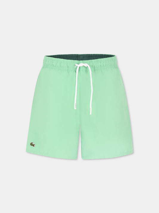 Boxer mare verde per bambino con coccodrillo,Lacoste,MJ4756 EI8