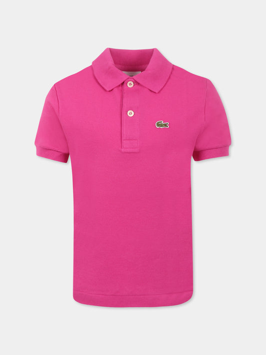 Polo fucsia per bambini con coccodrillo