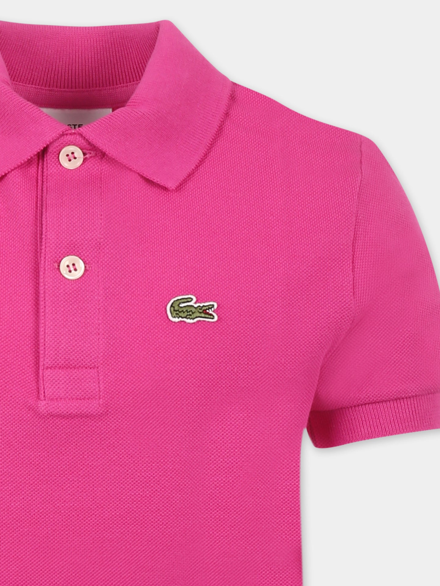 Polo fucsia per bambini con coccodrillo