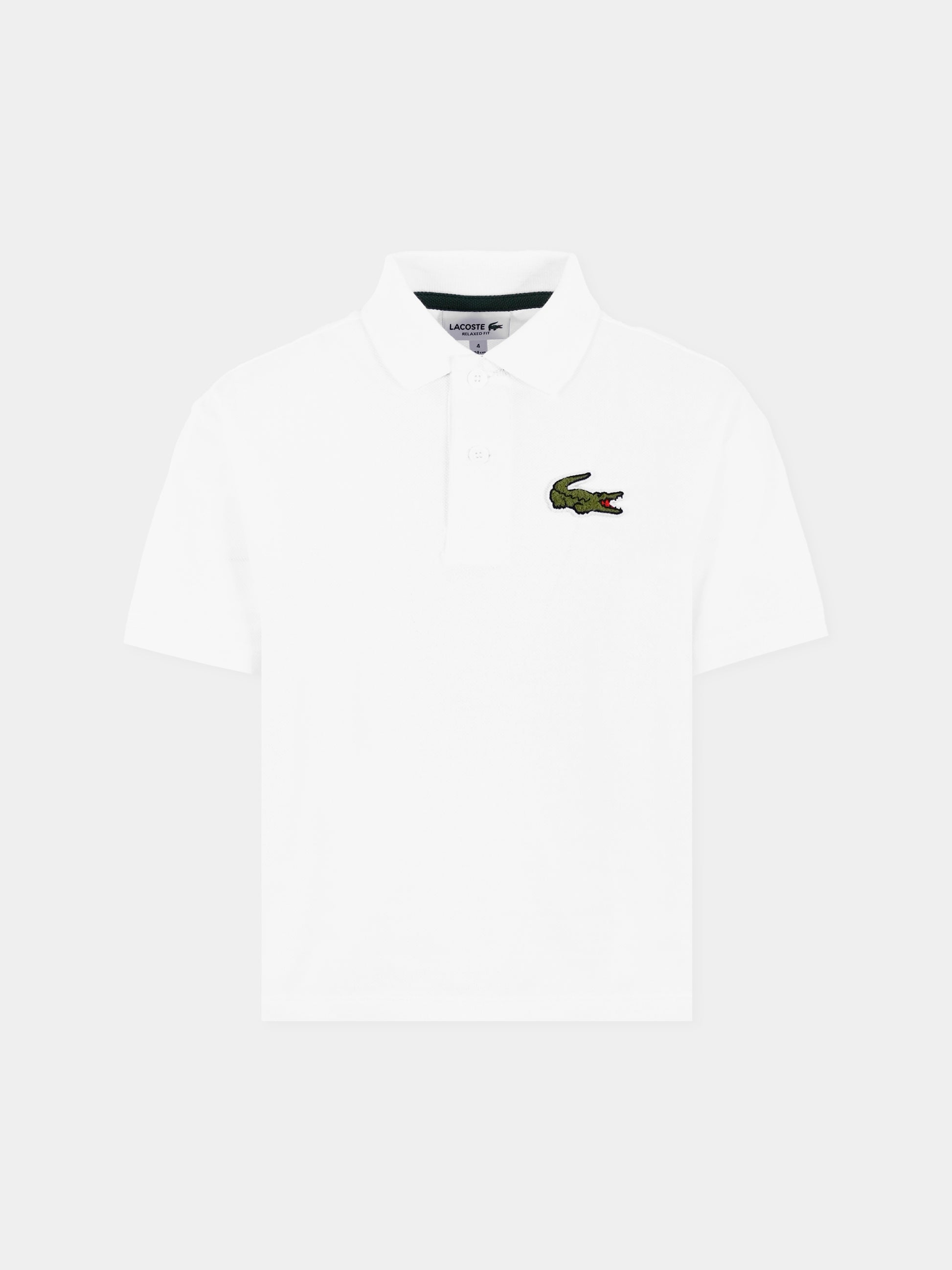 Polo bianca per bambino con coccodrillo,Lacoste,PJ2482 001