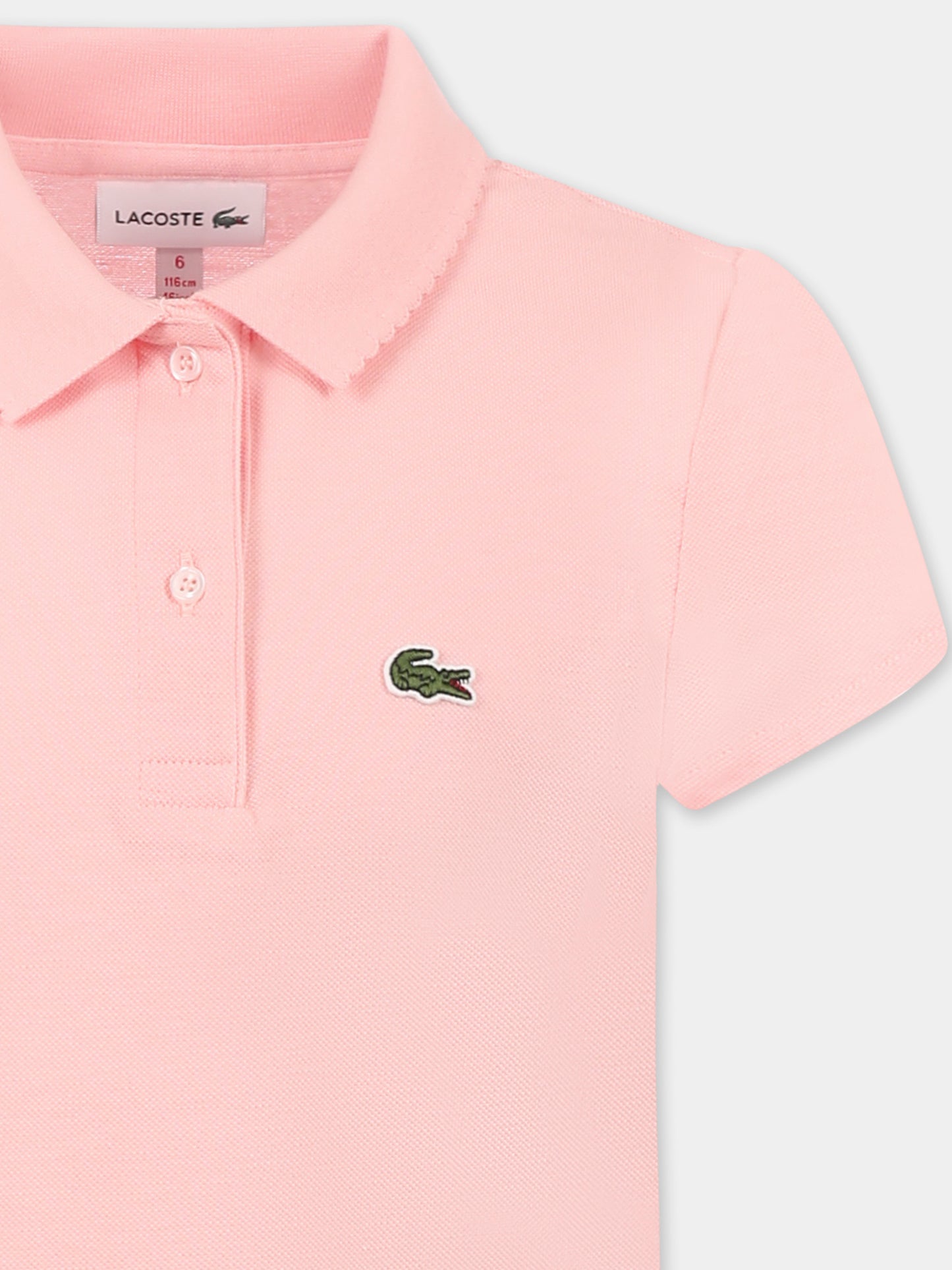 Polo rosa per bambina con coccodrillo,Lacoste,PJ3594 KF9