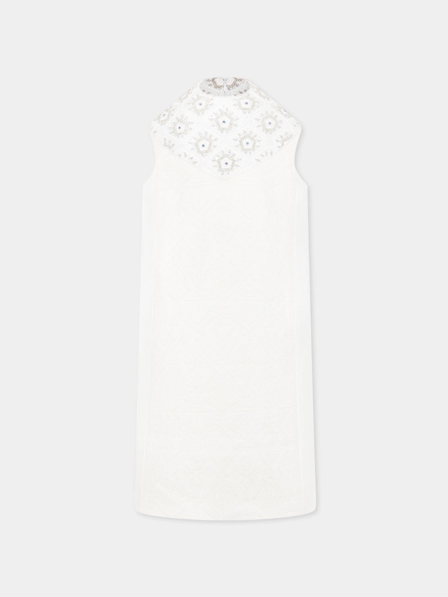 Vestito avorio per bambina con fiori e paillettes