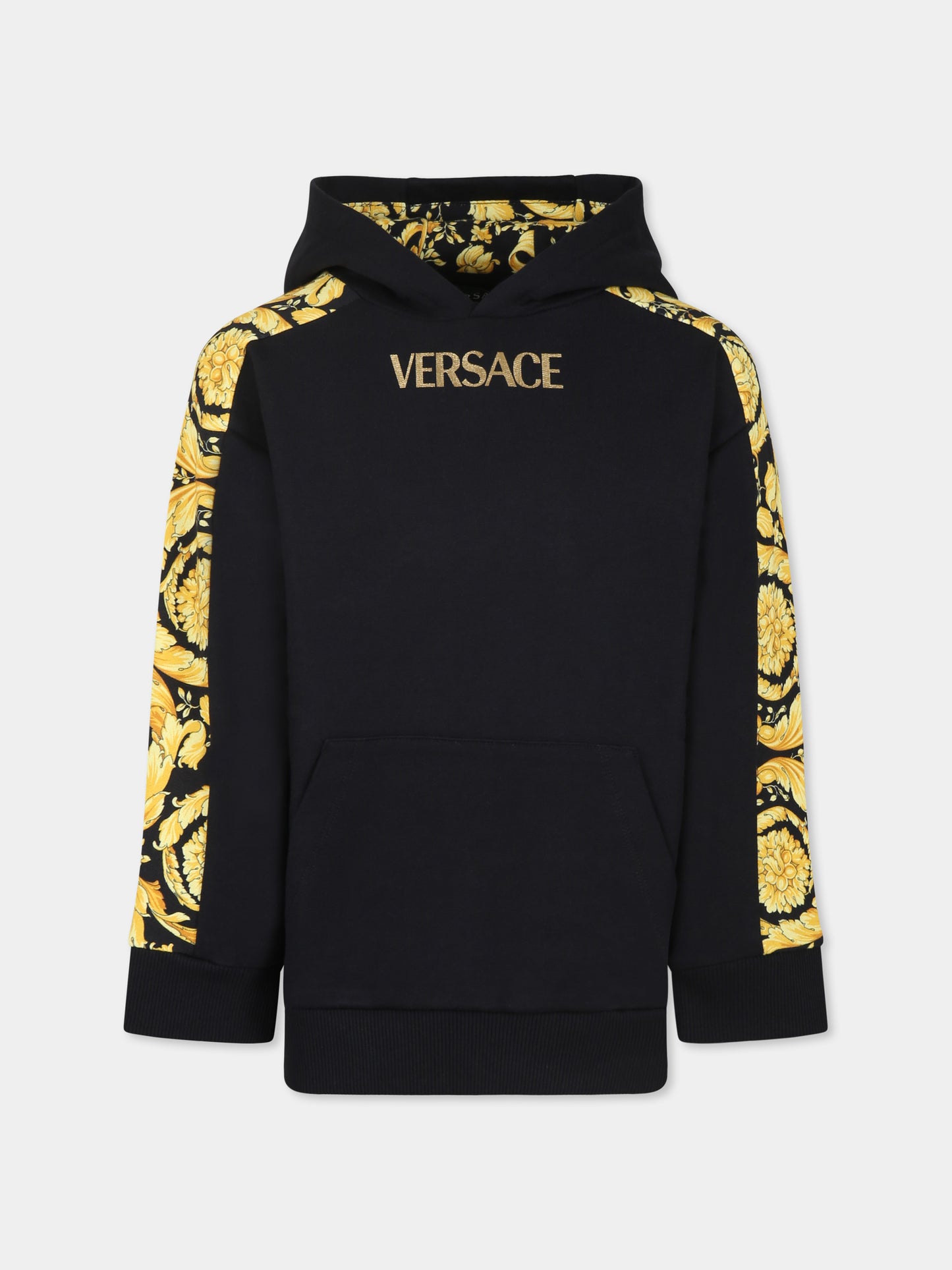 Felpa nera per bambino con logo,Versace,1011392 1A08325 2B130