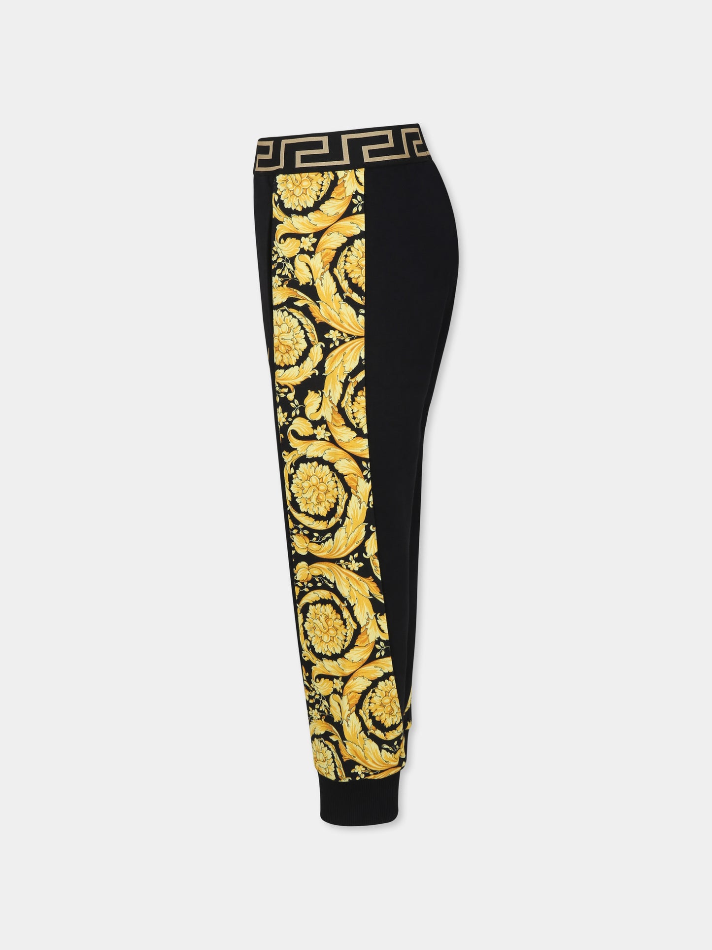 Pantaloni neri per bambino con stampa barocco,Versace,1011393 1A08326 2B130