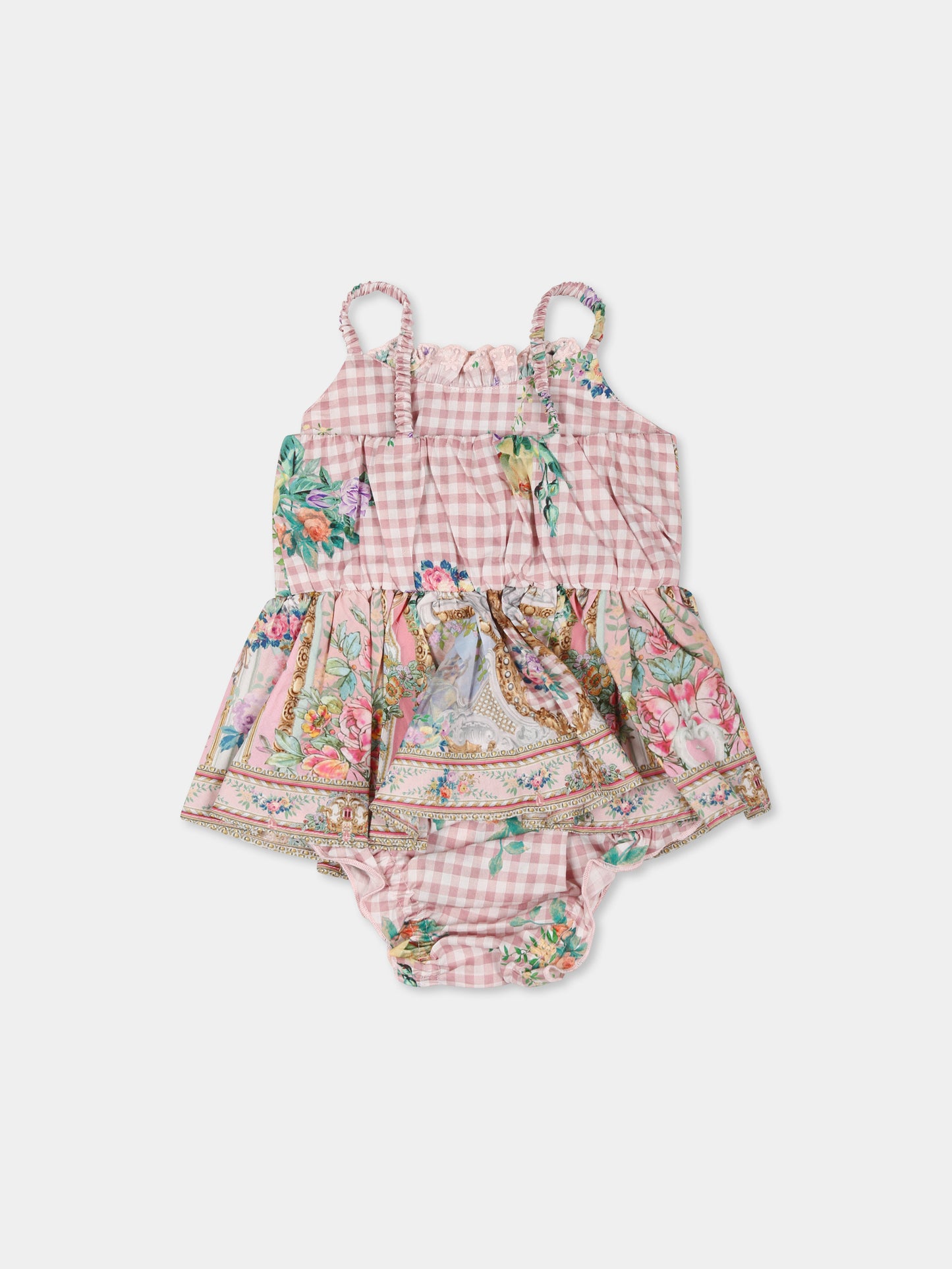 Vestito rosa per neonata con stampa floreale,Camilla,00034294 LISBLULL