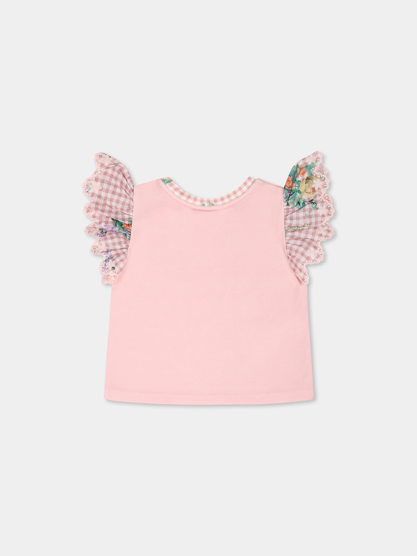 T-shirt rosa per neonata con logo,Camilla,00034392 LISBLULL