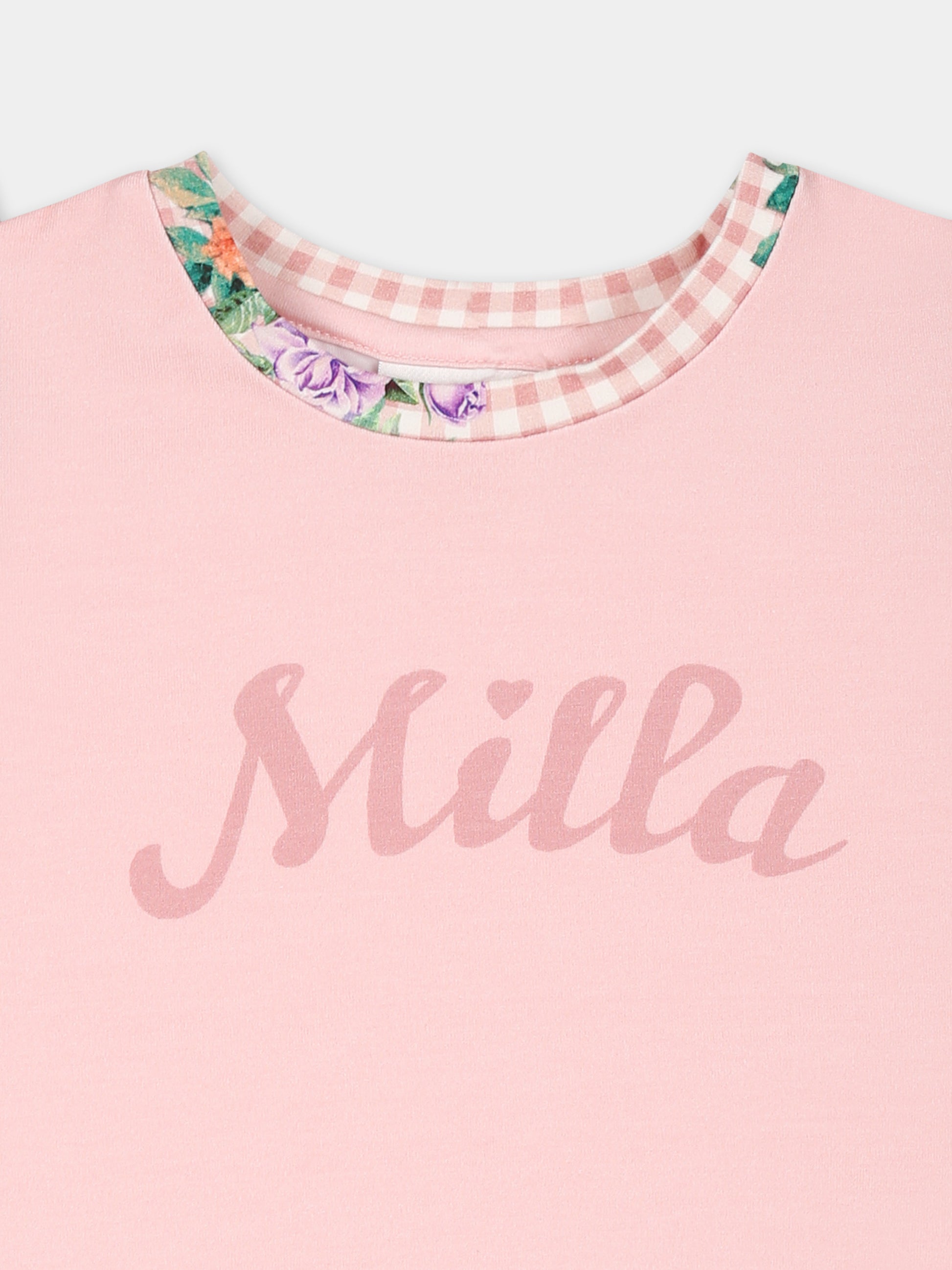 T-shirt rosa per neonata con logo,Camilla,00034392 LISBLULL