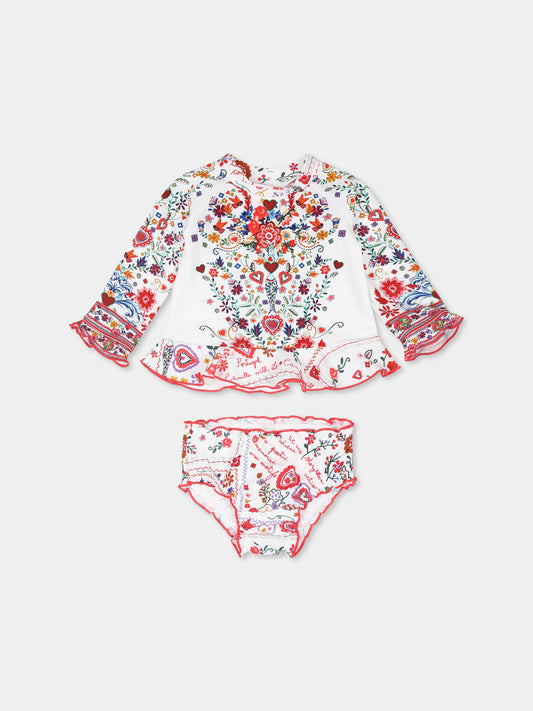 Costume Anti UV per neonata con stampa floreale,Camilla,00034415 FATHJUST