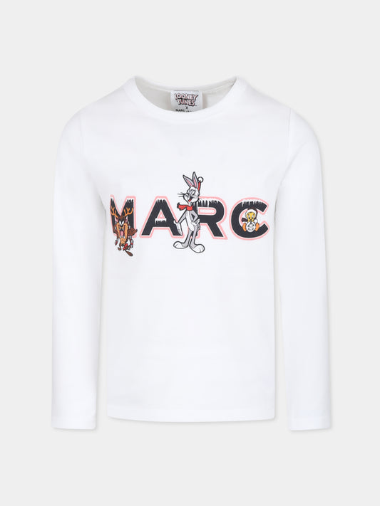 T-shirt bianca per bambina con stampa Looney Tunes