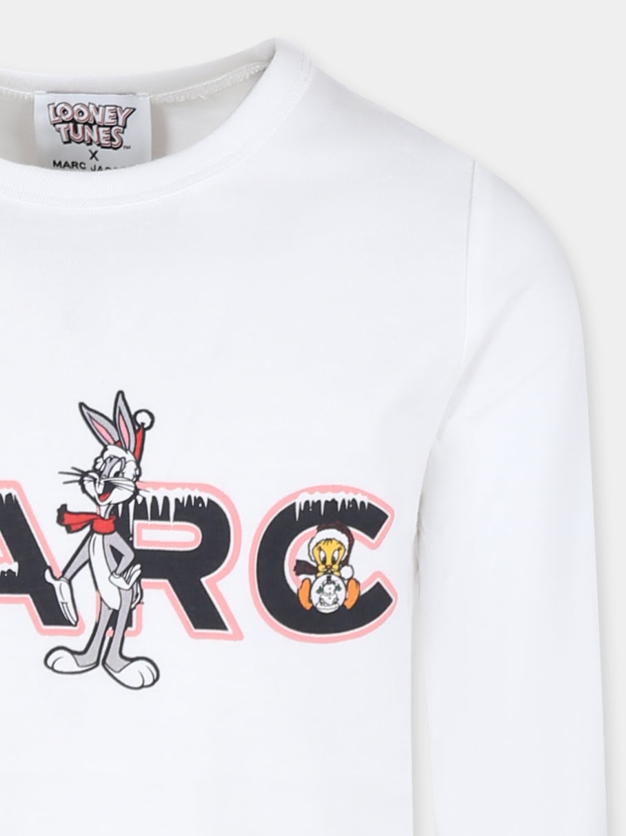 T-shirt bianca per bambina con stampa Looney Tunes