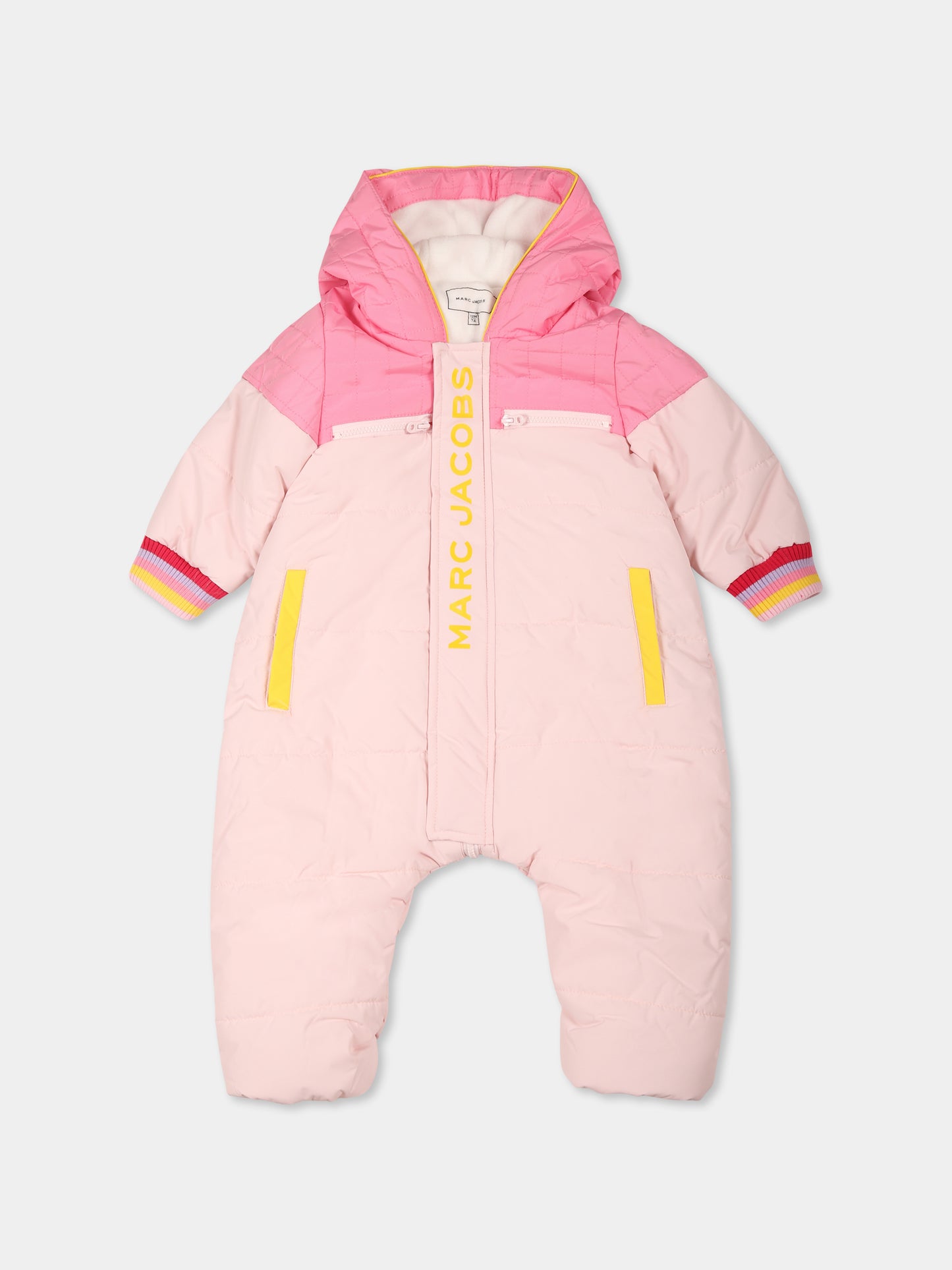 Piumino rosa per neonata con logo