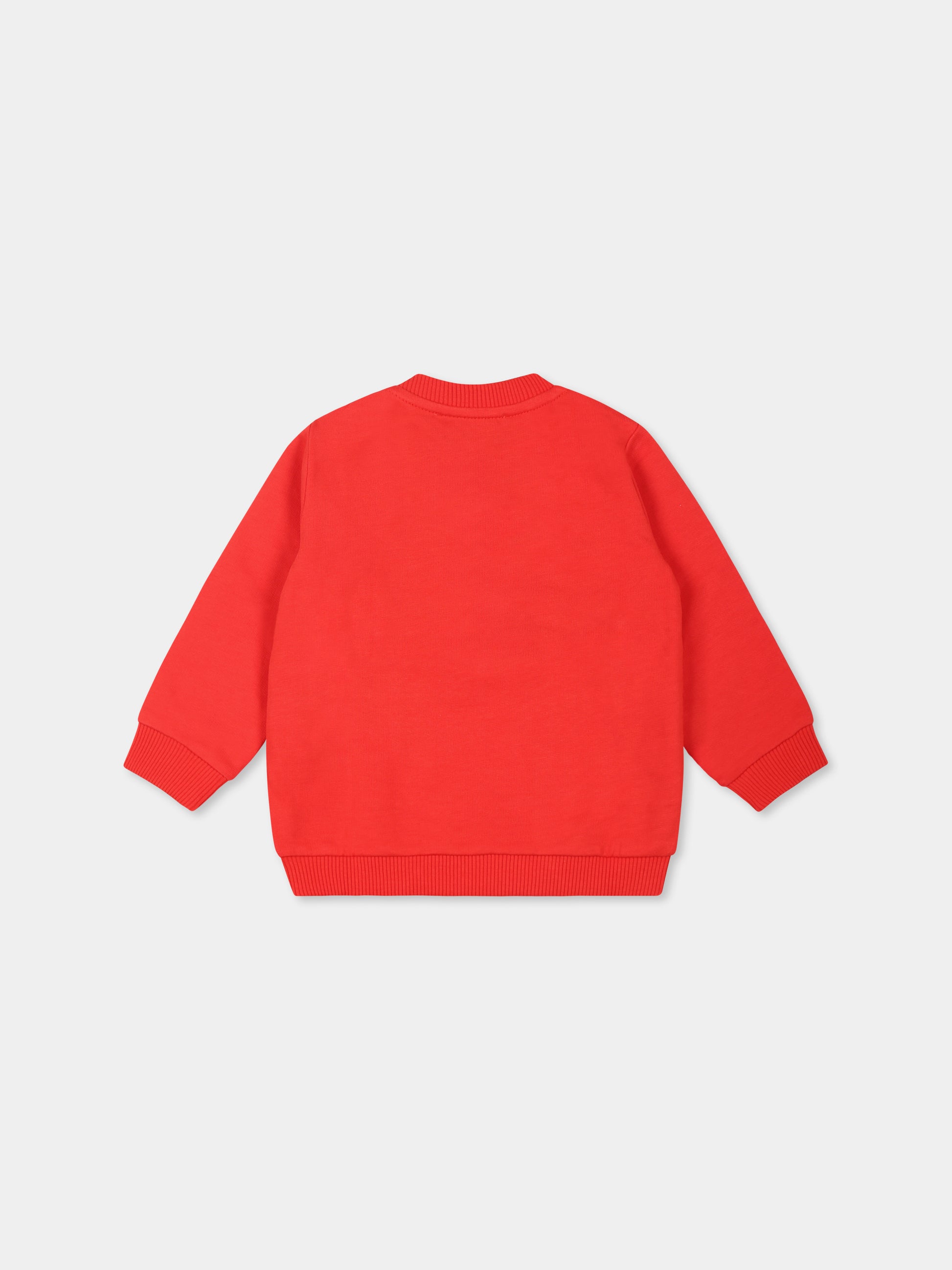 Felpa rossa per neonati con Teddy Bear,Moschino Kids,MZF04Q LCA19 50109