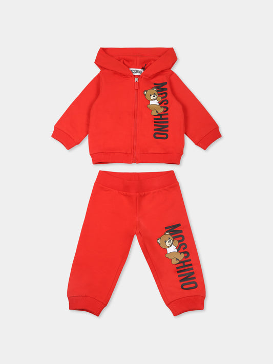 Completo rosso per neonati con Teddy Bear,Moschino Kids,MUK04R LDA27 50109