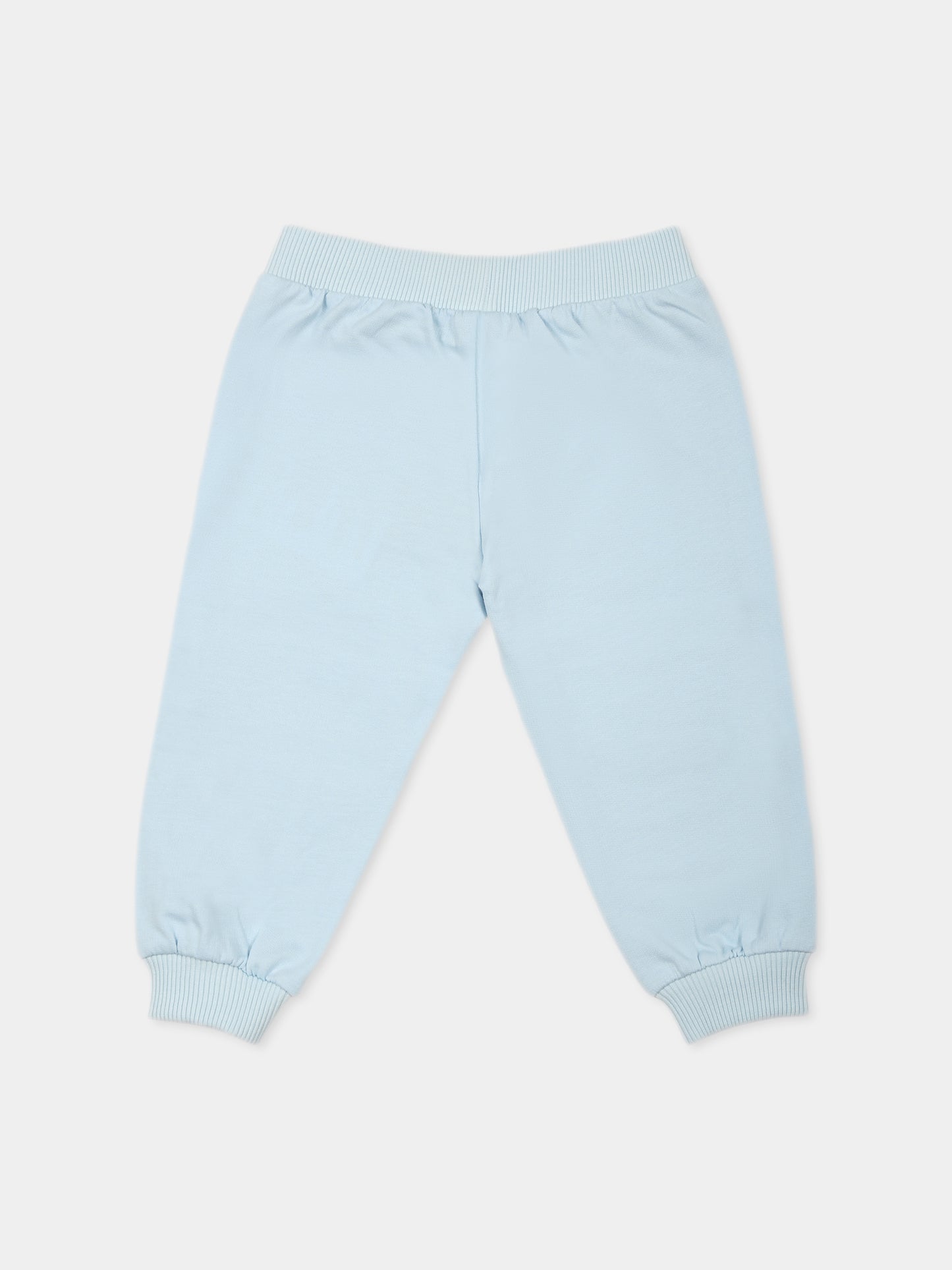 Pantaloni celesti per neonato con Teddy Bear e cavallo a dondolo,Moschino Kids,MOP03J LCA19 40304