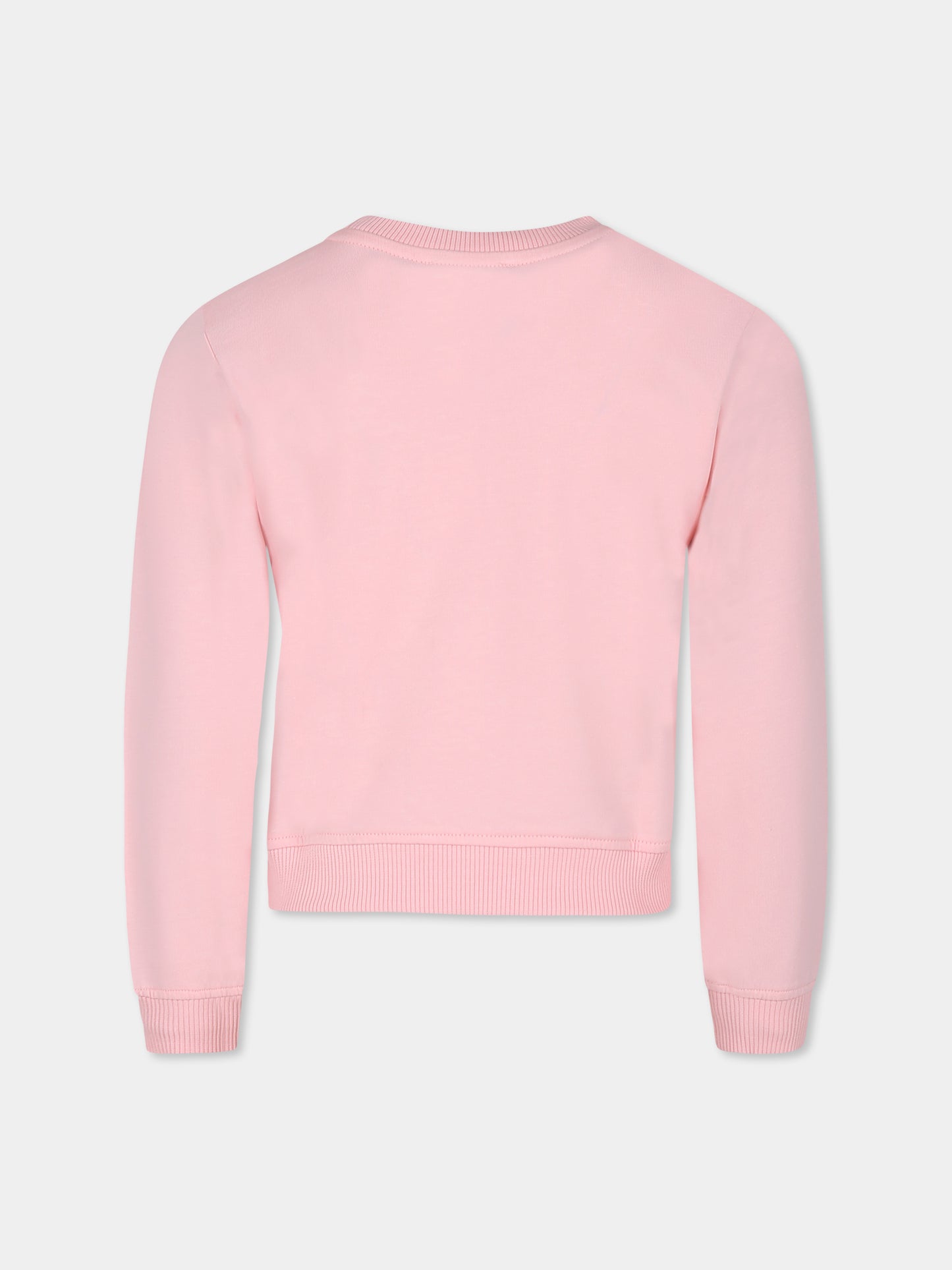 Felpa rosa per bambina con logo,Moschino Kids,HEF02M LDA13 50209