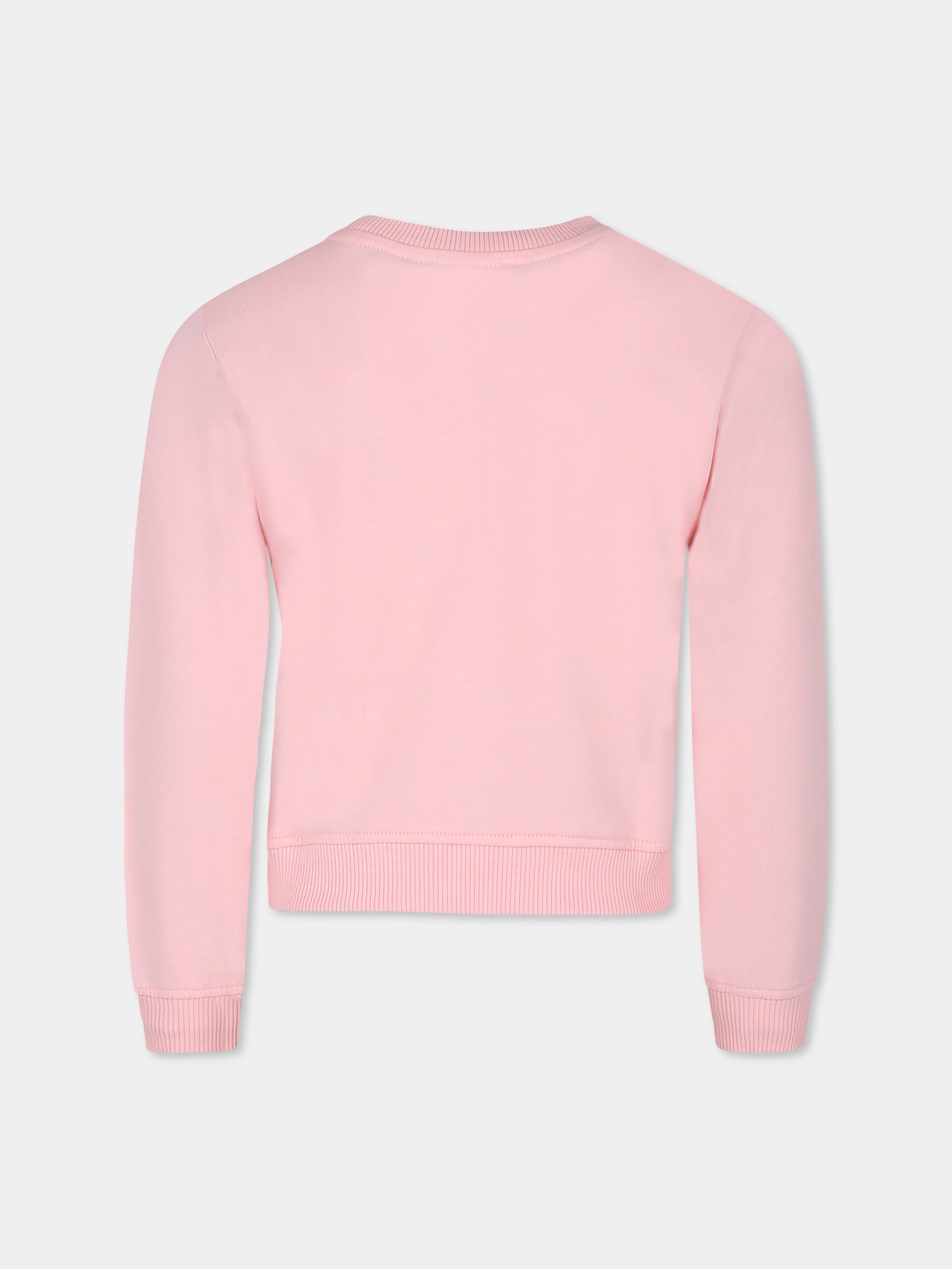 Felpa rosa per bambina con logo,Moschino Kids,HEF02M LDA13 50209