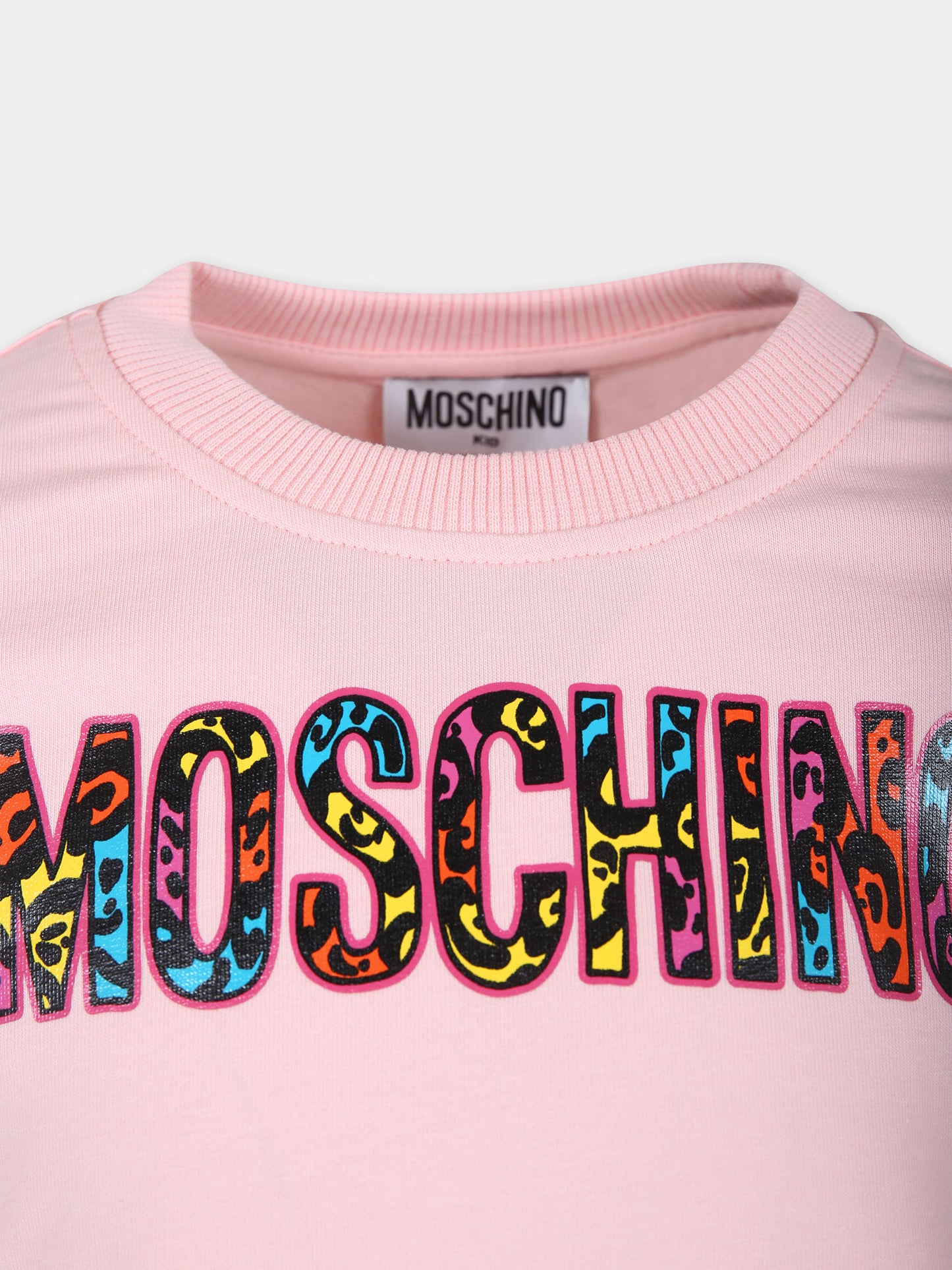 Felpa rosa per bambina con logo,Moschino Kids,HEF02M LDA13 50209