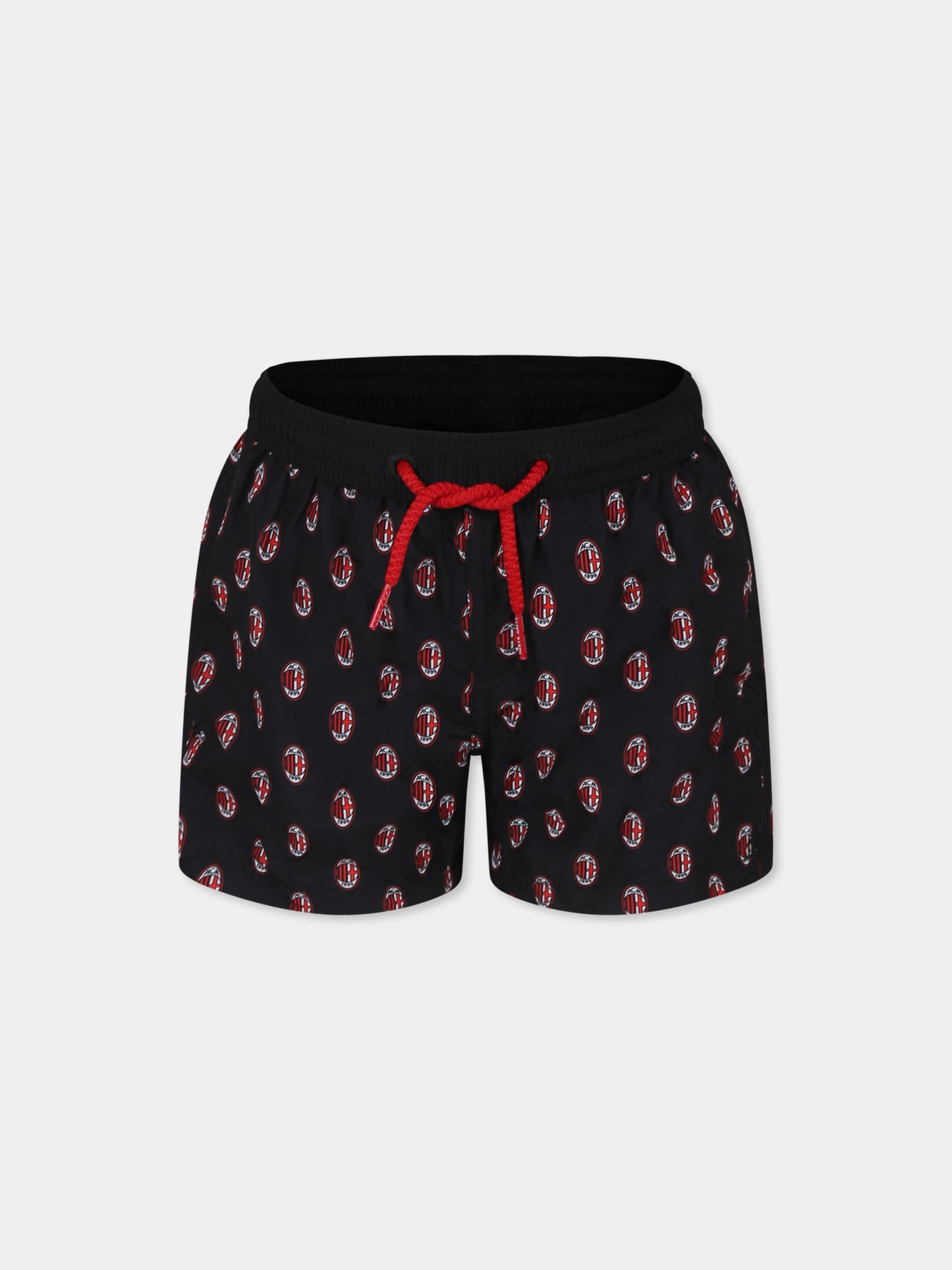 Boxer mare nero per bambino con logo Milan all over