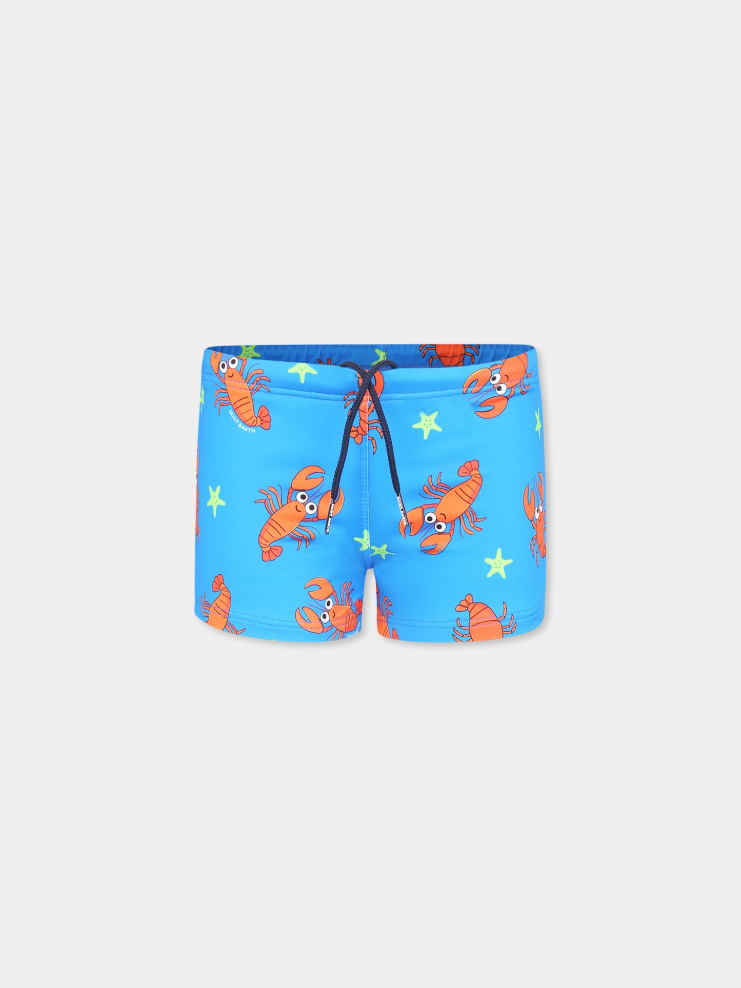 Boxer mare azzurro per bambino con aragosta all over
