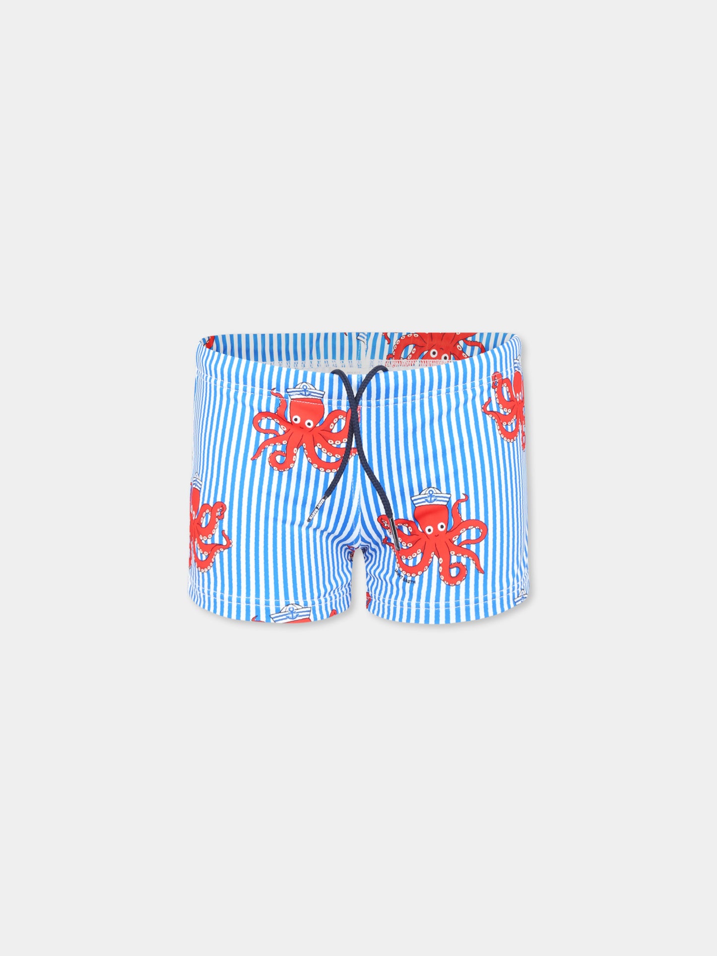 Boxer mare celeste per bambino con polpo all over
