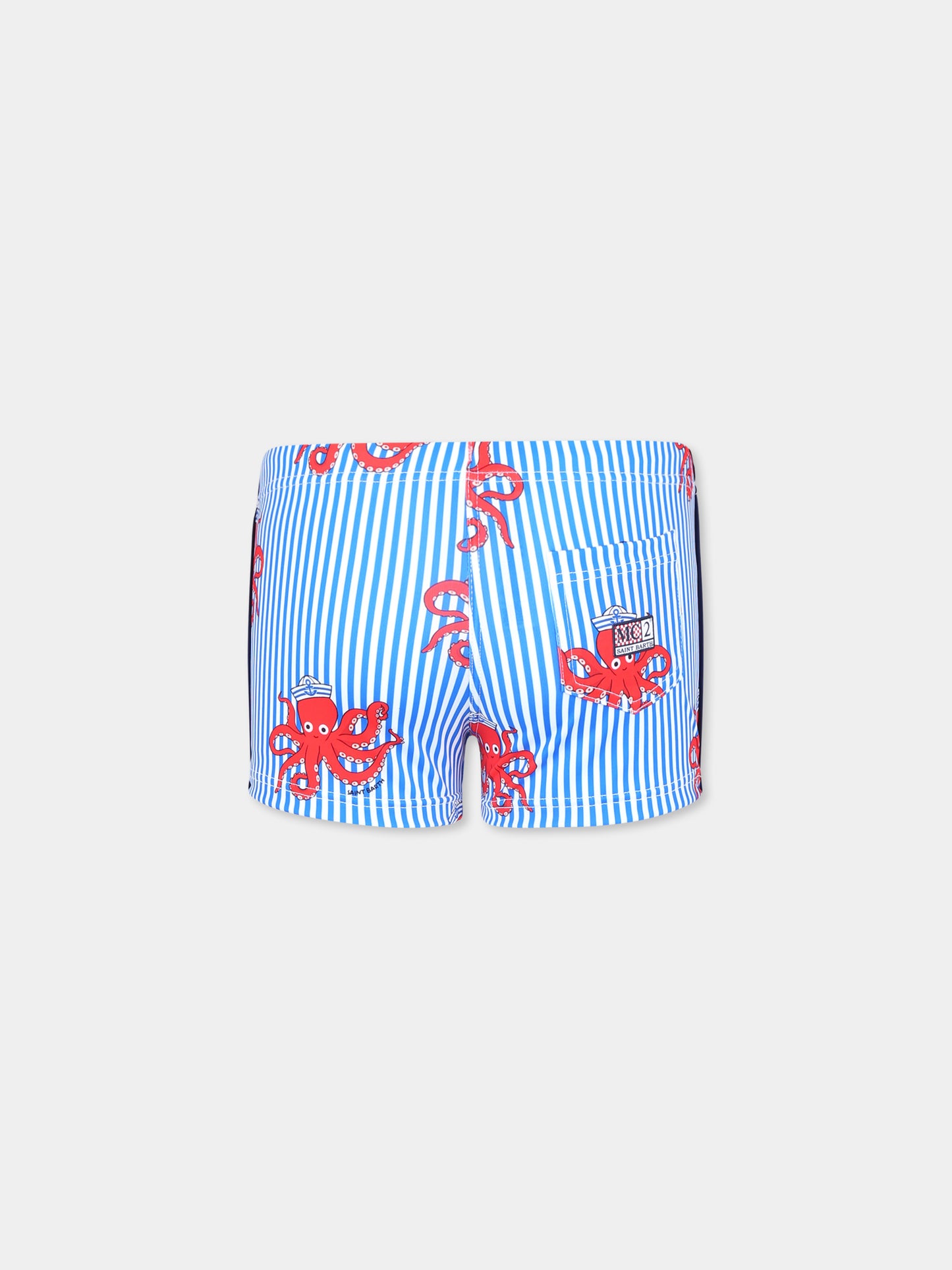 Boxer mare celeste per bambino con polpo all over