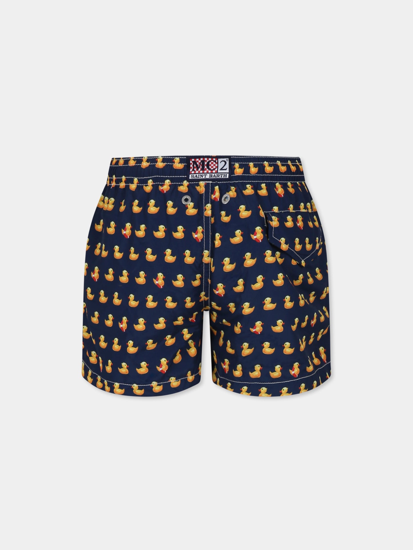 Boxer mare blu per bambino con papera all over