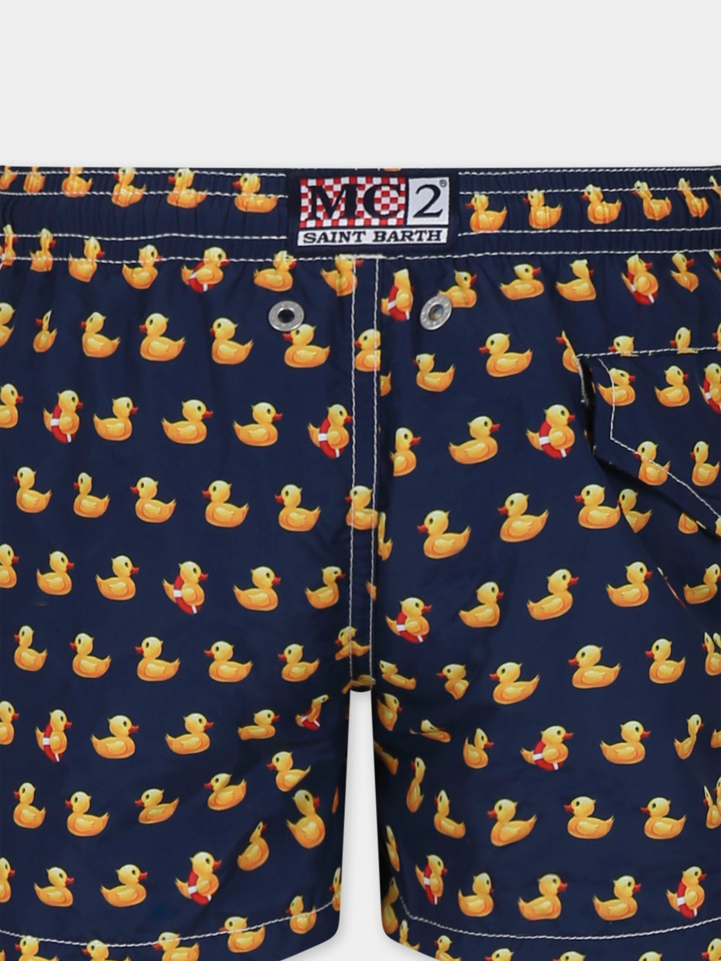 Boxer mare blu per bambino con papera all over