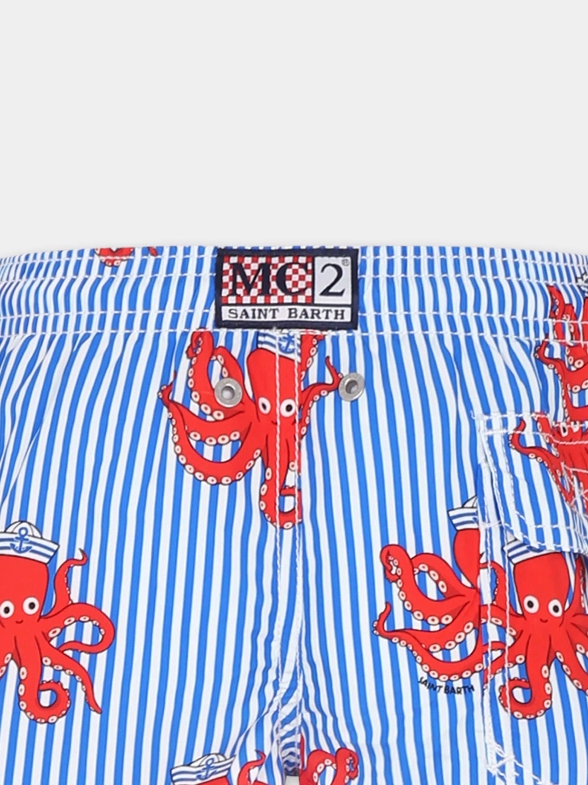 Boxer mare azzurro per bambino con polpo all over,Mc2 Saint Barth,JEA0001 03062H