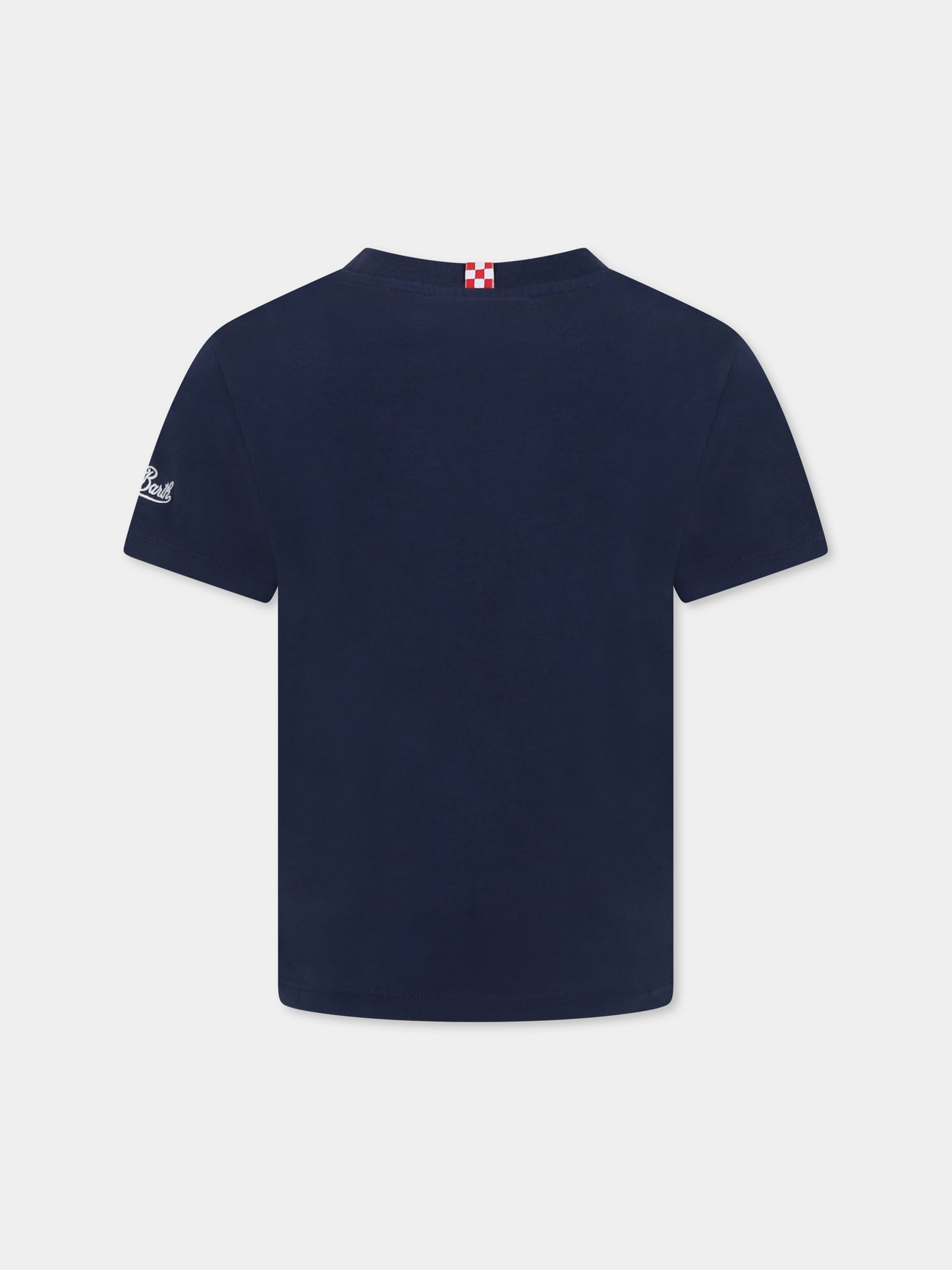 T-shirt blu per bambino con pesce rosso