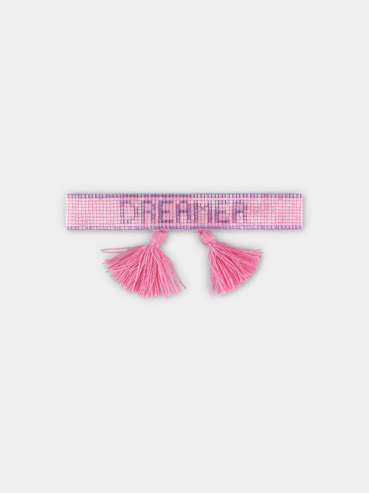 Bracciale rosa per bambina con scritta Dreamer
