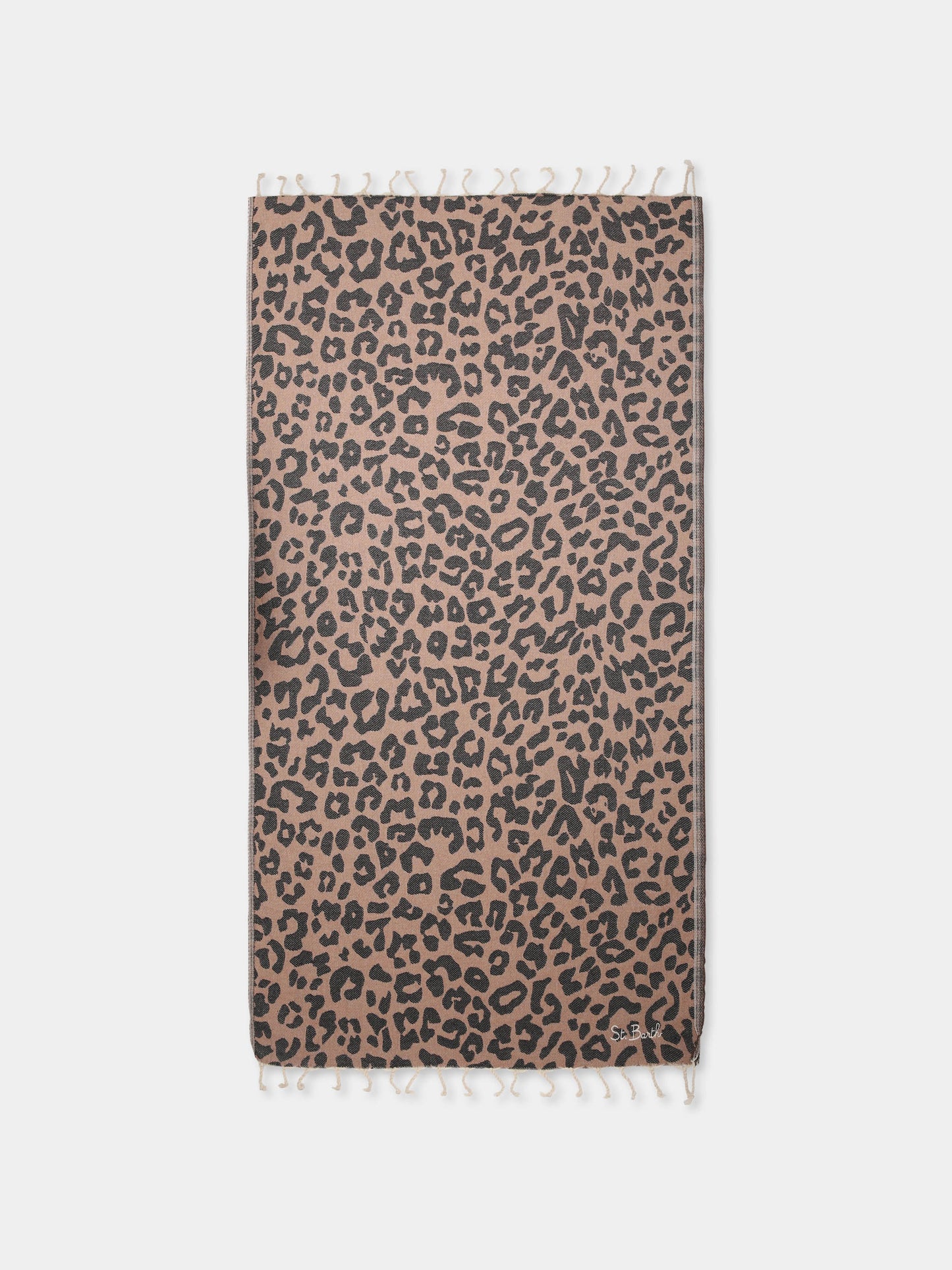 Telo mare marrone per bambina con stampa leopardata