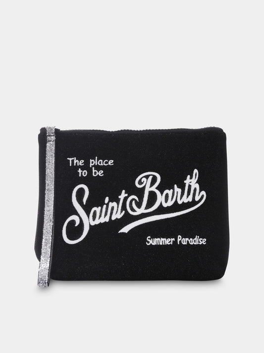 Pochette nera per bambina con logo